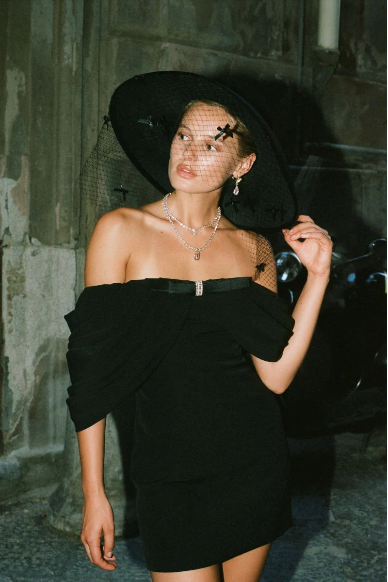 Kate Bow Dress (Black) - Image 6