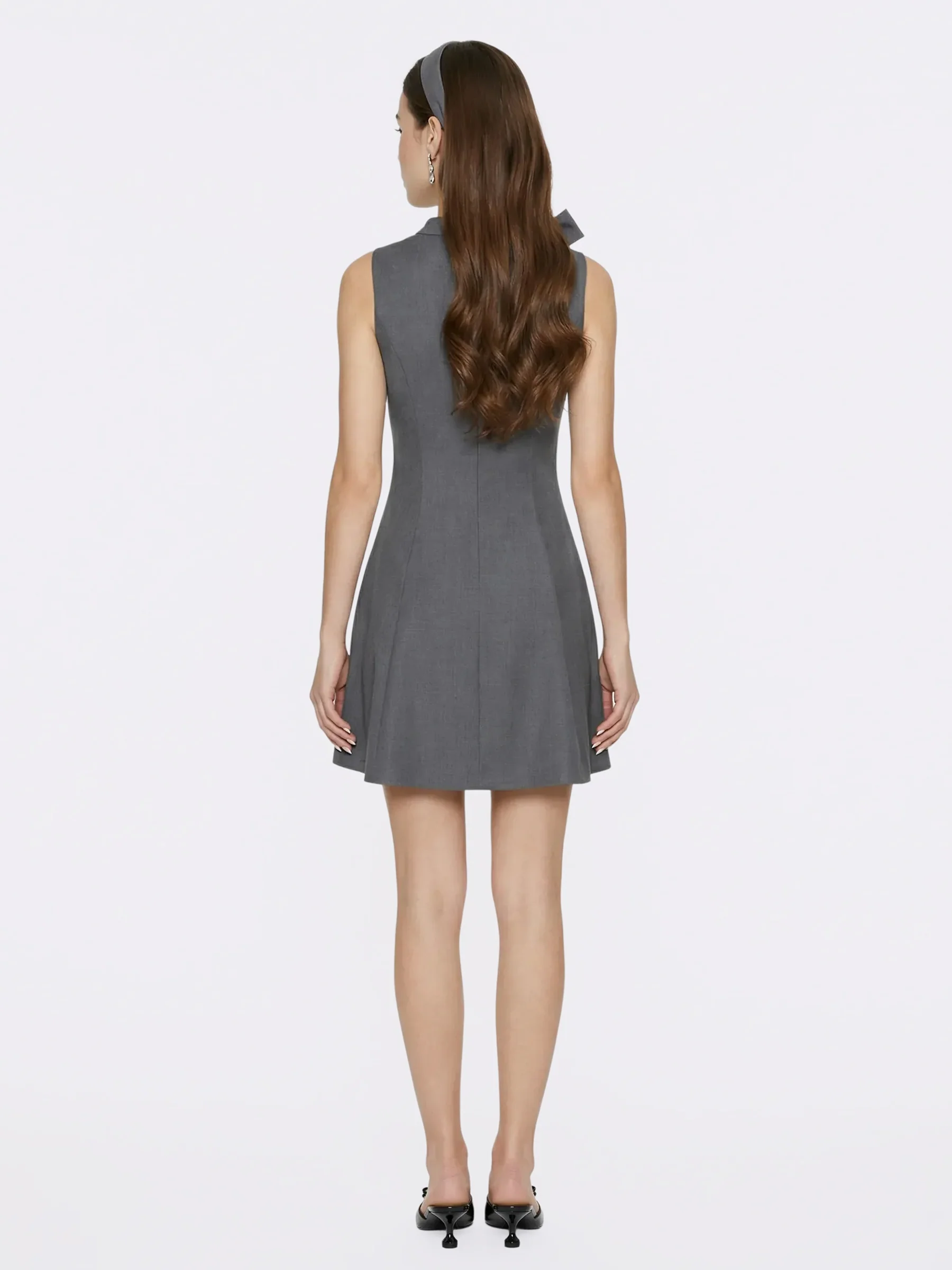 Lenora Bow Grey Mini Dress - Image 4