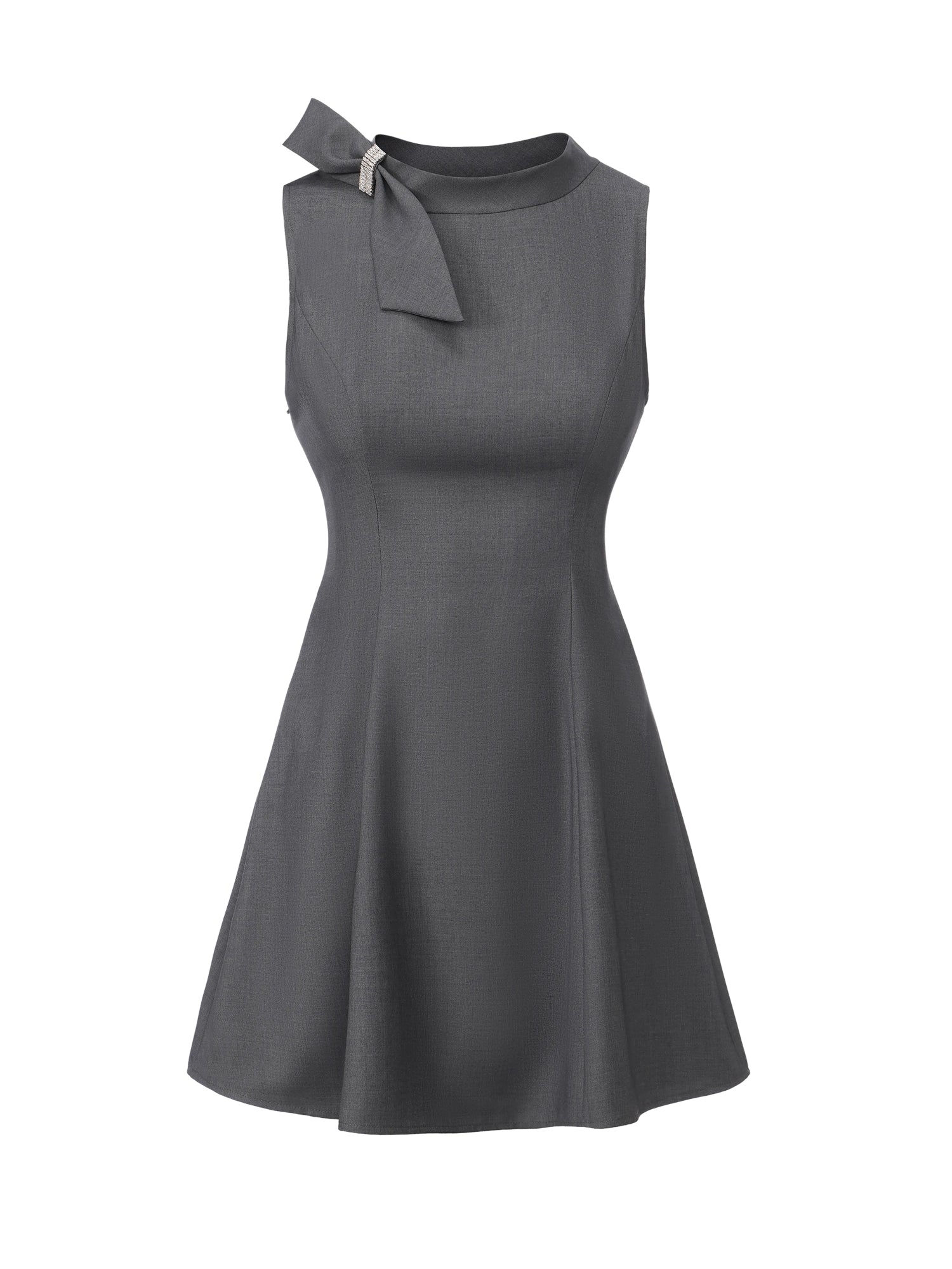 Lenora Bow Grey Mini Dress - Image 8