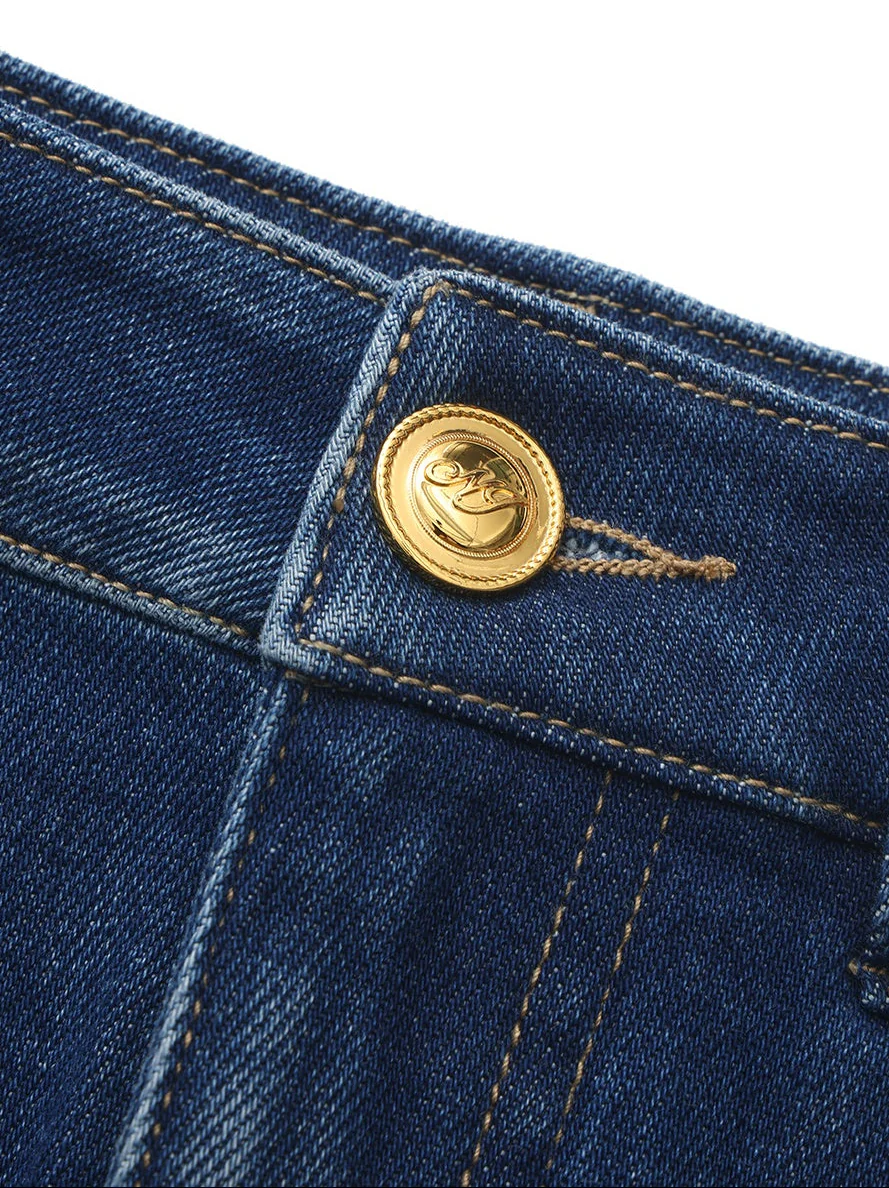 Lexi Low-Rise Dark Blue Denim Mini Skirt - Image 6