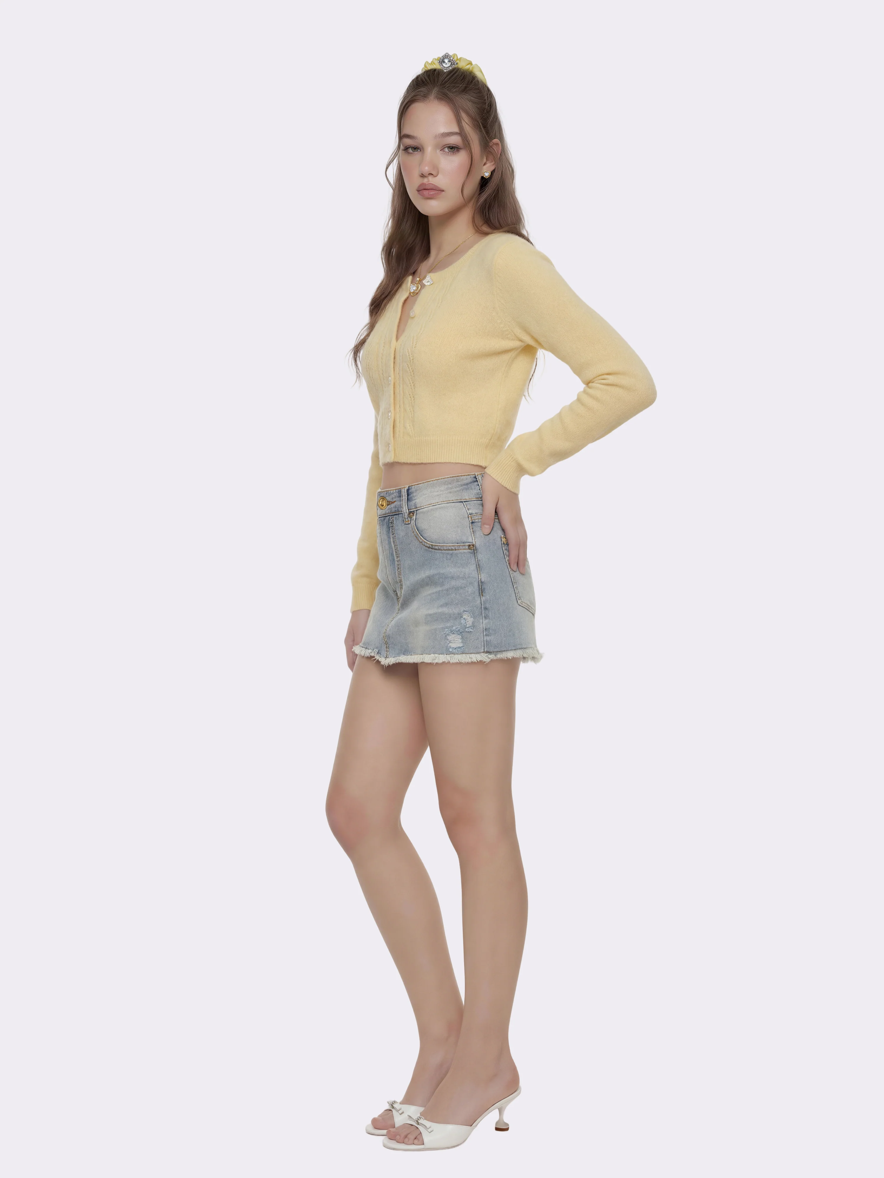 Lexi Low-Rise Light Blue Denim Mini Skirt - Image 3
