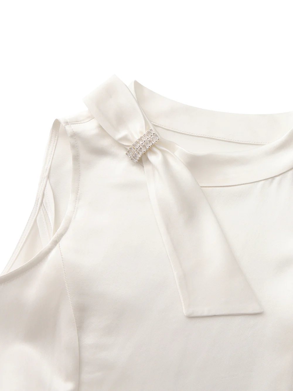 Lila Satin Mini Dress (White) - Image 10