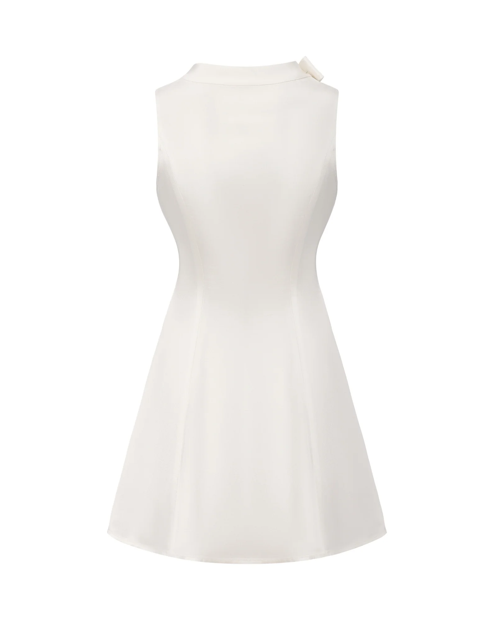 Lila Satin Mini Dress (White) - Image 13