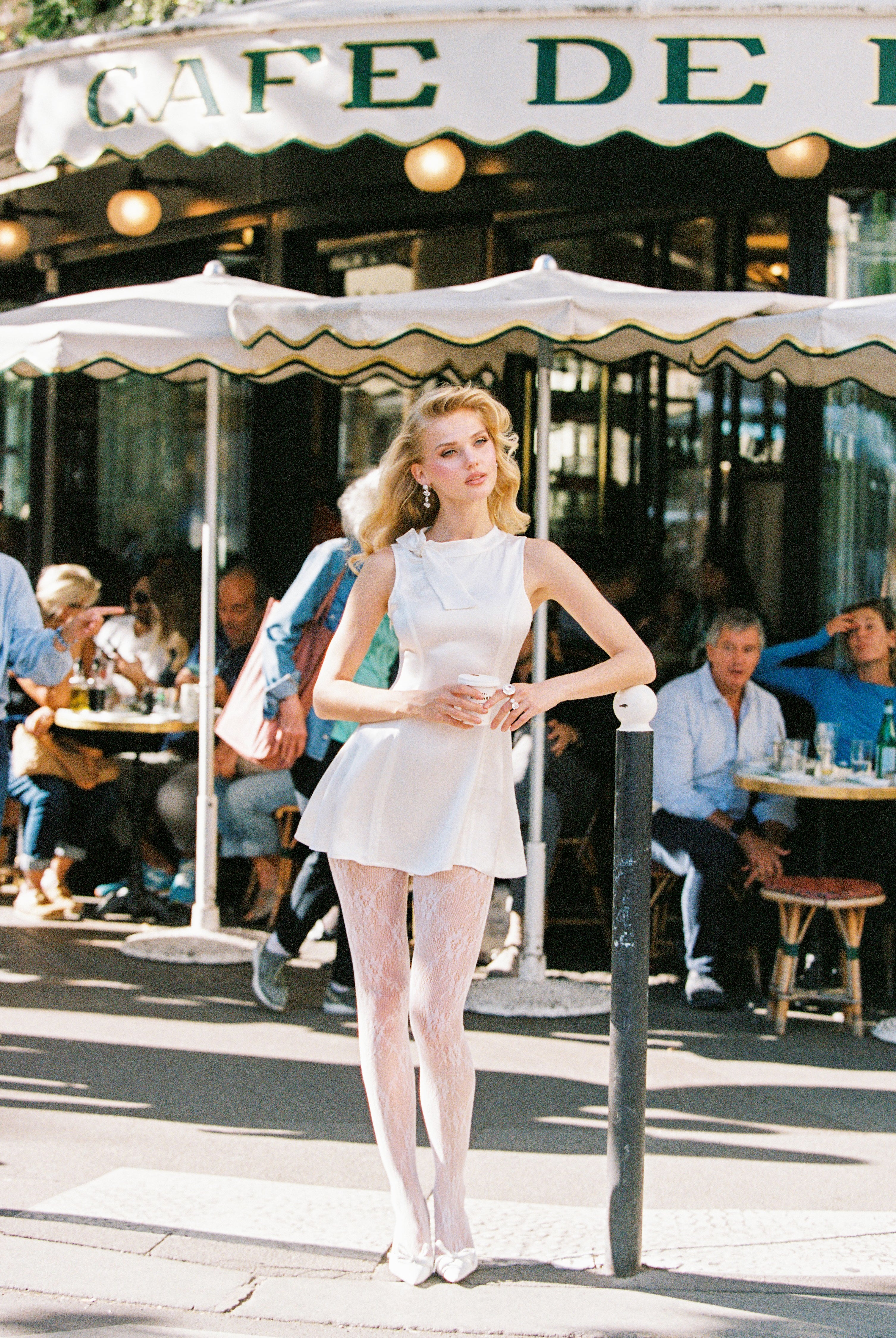 Lila Satin Mini Dress (White) - Image 3