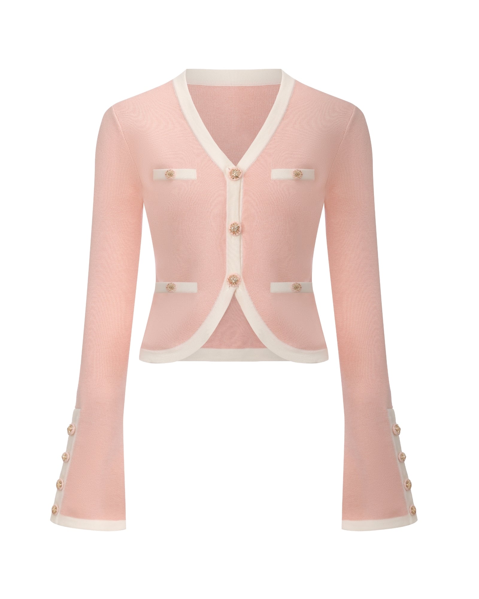 Lisette Contrast-Trim Pink Knit Three-Piece Set - Image 8