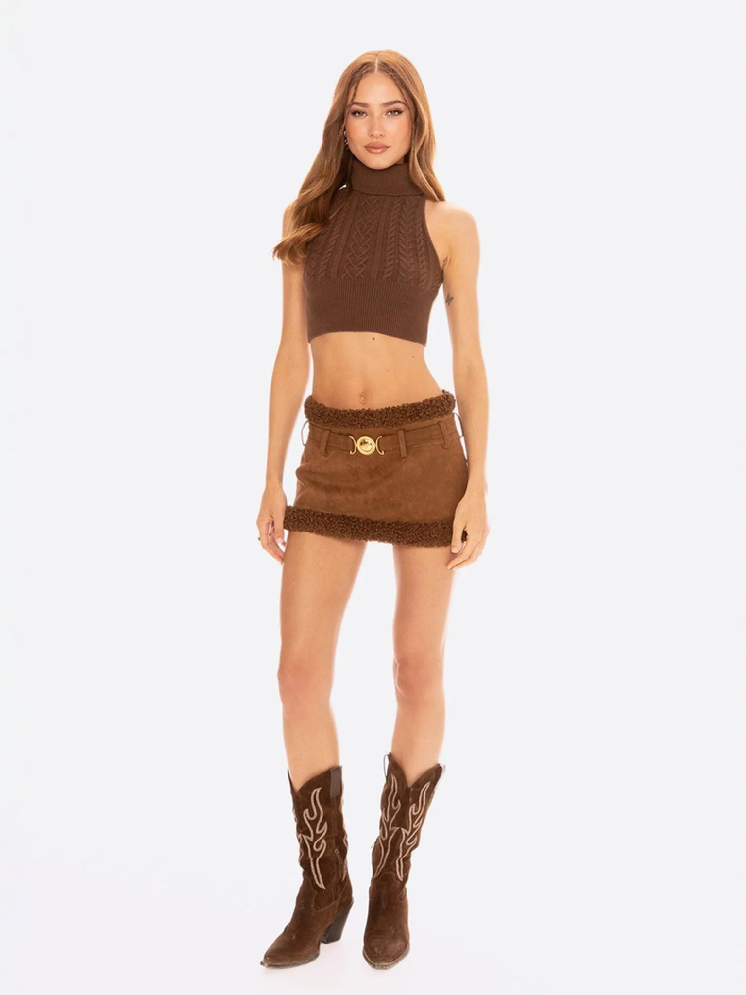Margo Suede Skirt (Brown)
