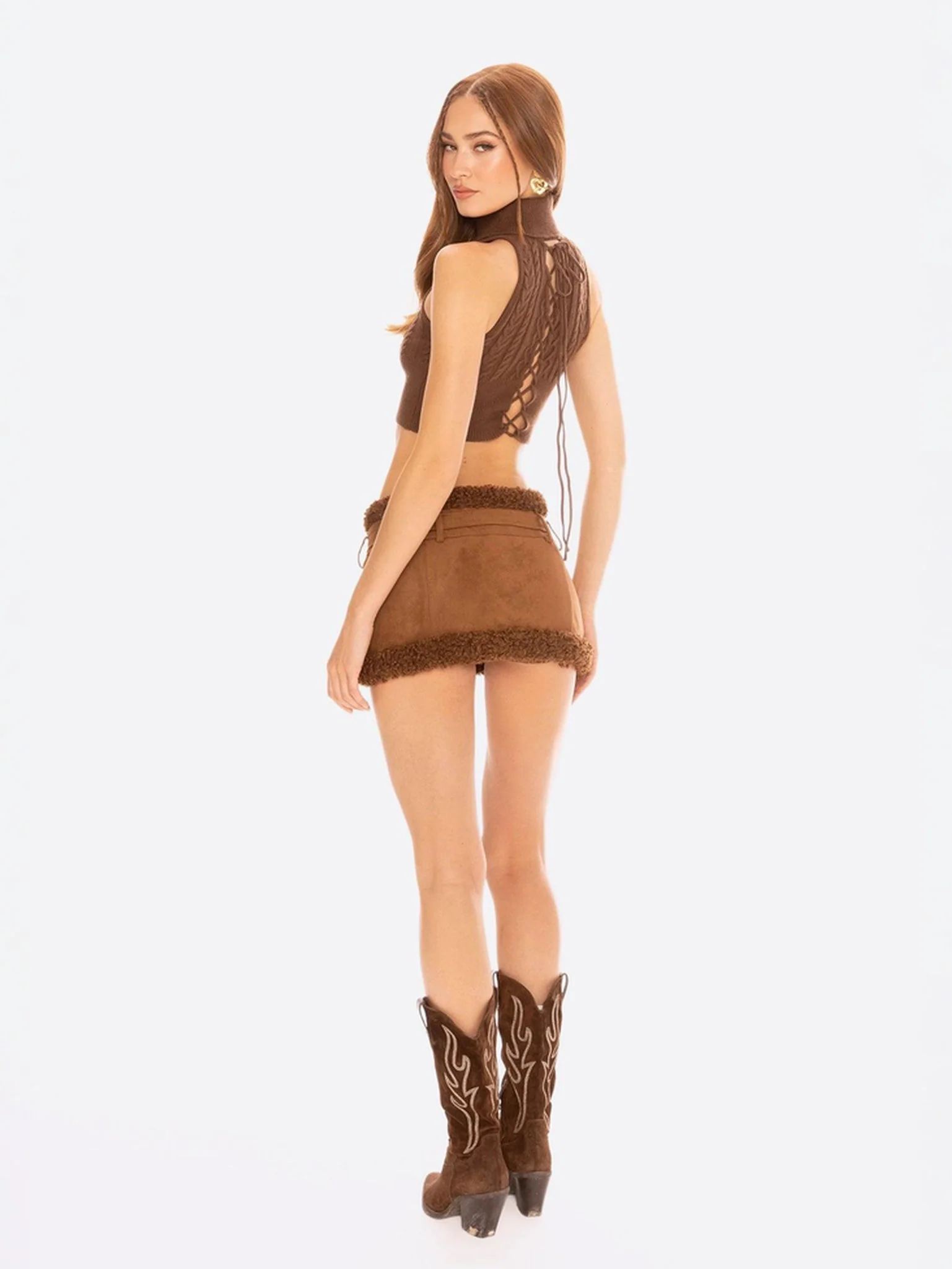 Margo Suede Skirt (Brown) - Image 7