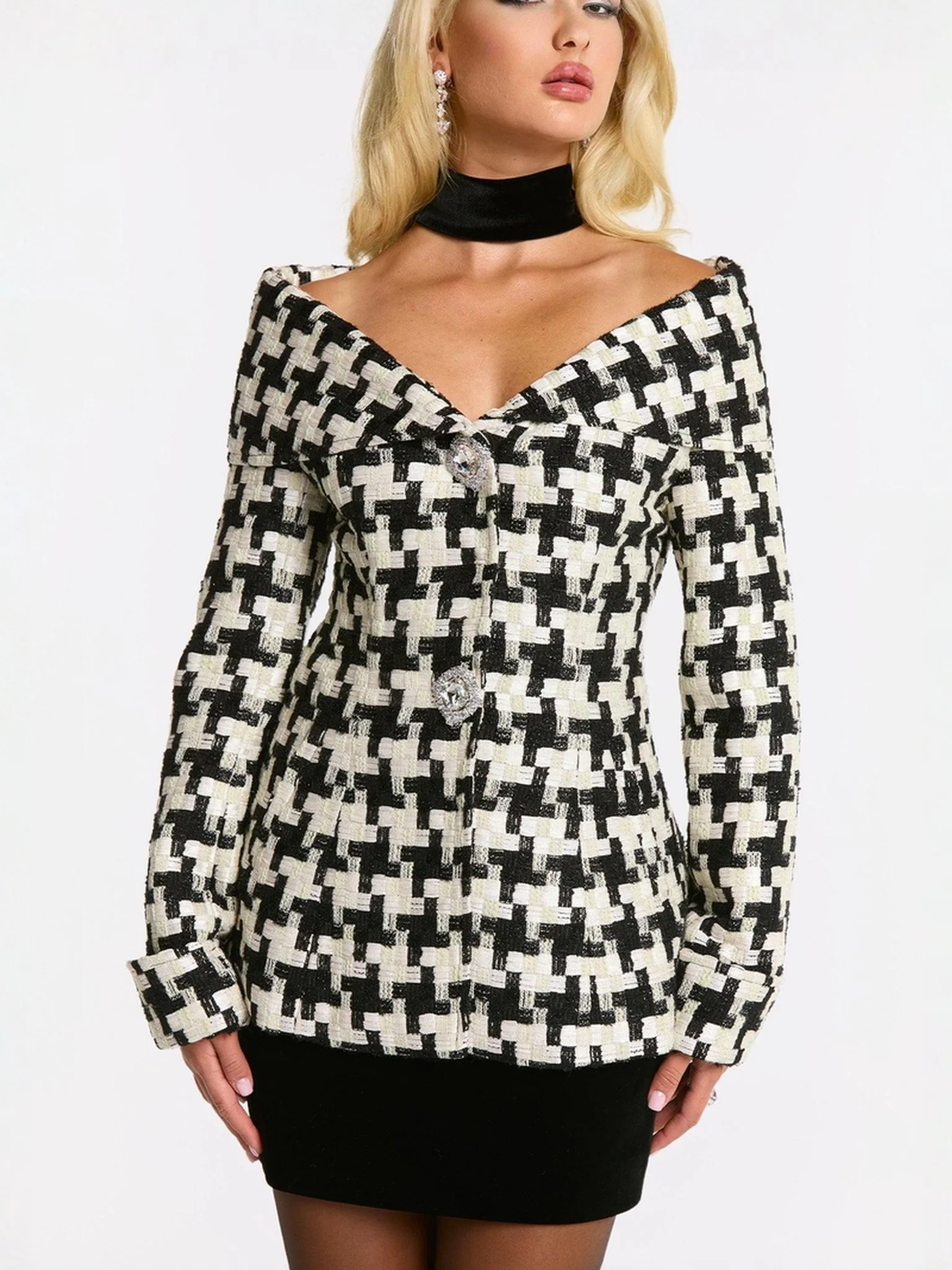Marlee Plaid Top (Black/White) (Final Sale) - Image 5