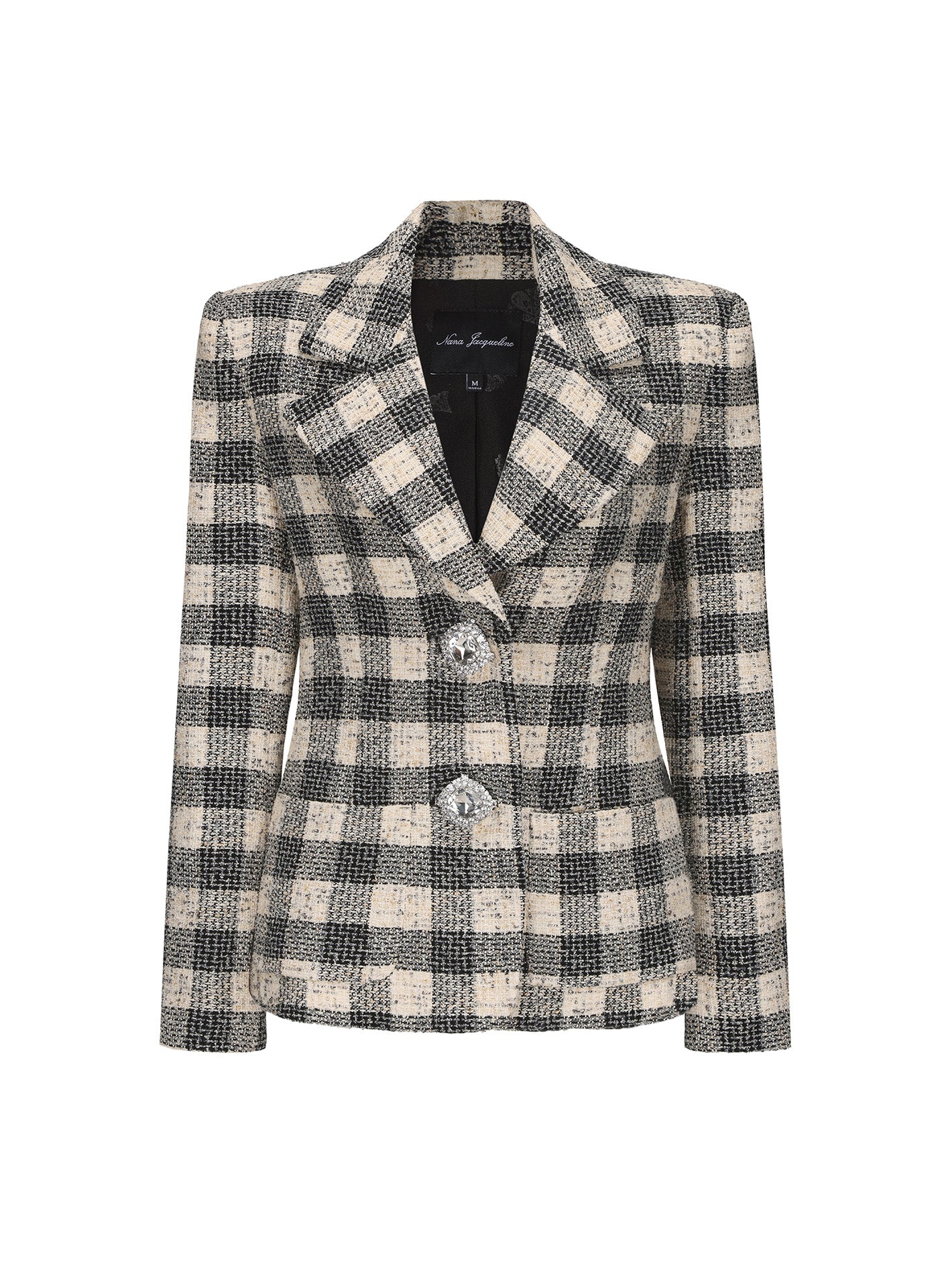 Maya Textured Lapel Black Checkered Suit Jacket (Final Sale) - Image 5