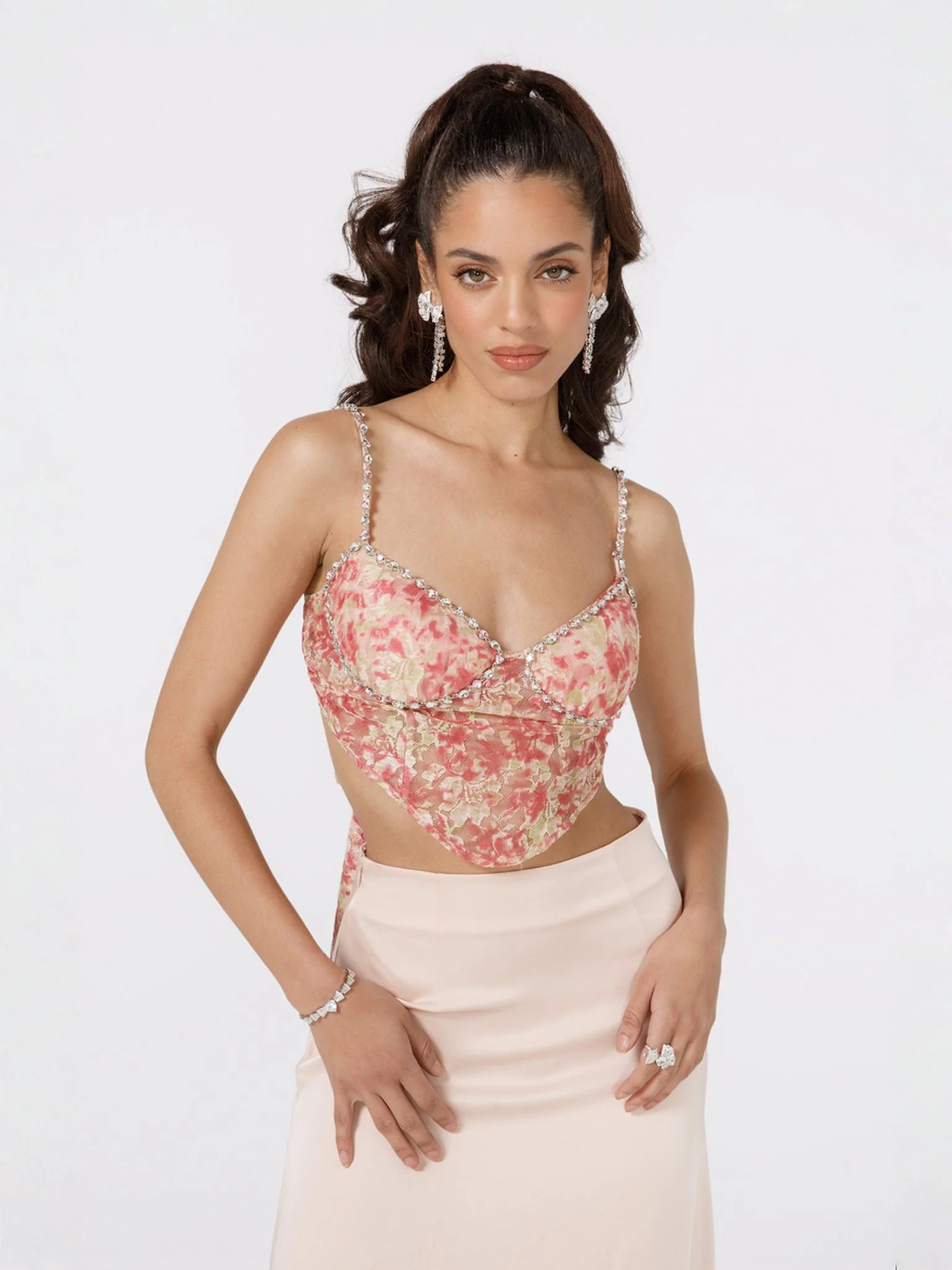 Mia Lace Top (Pink) (Final Sale)