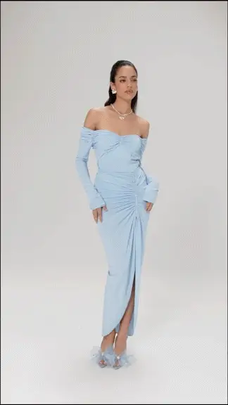 Micaela Off Shoulder Top (Blue) (Final Sale) - Image 2