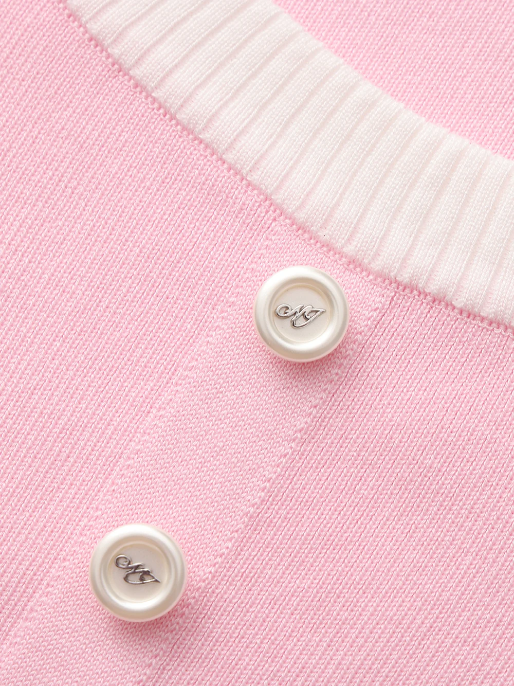 Millie Contrast-Trim Pink Knit Top - Image 8