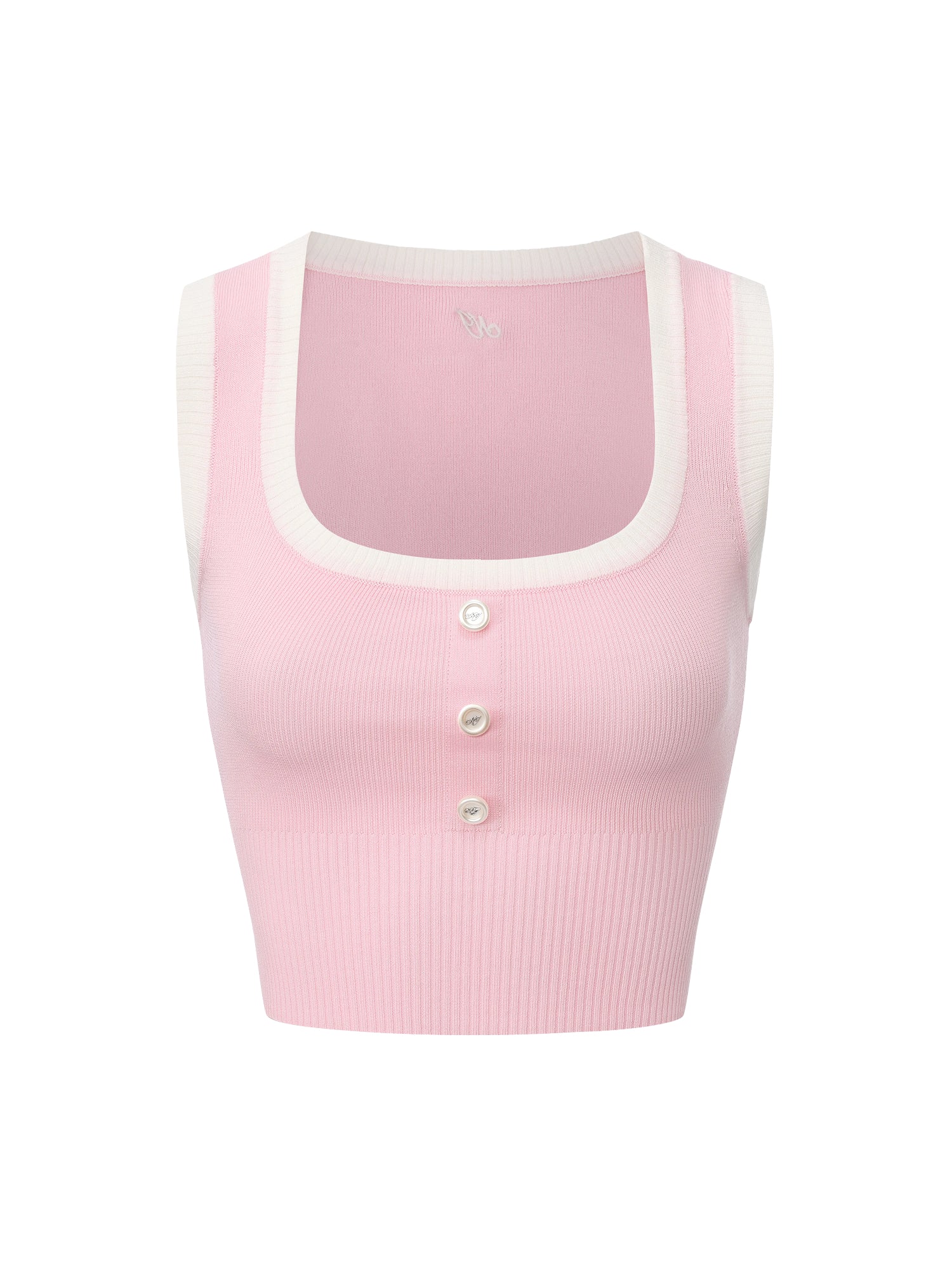 Millie Contrast-Trim Pink Knit Vest - Image 10