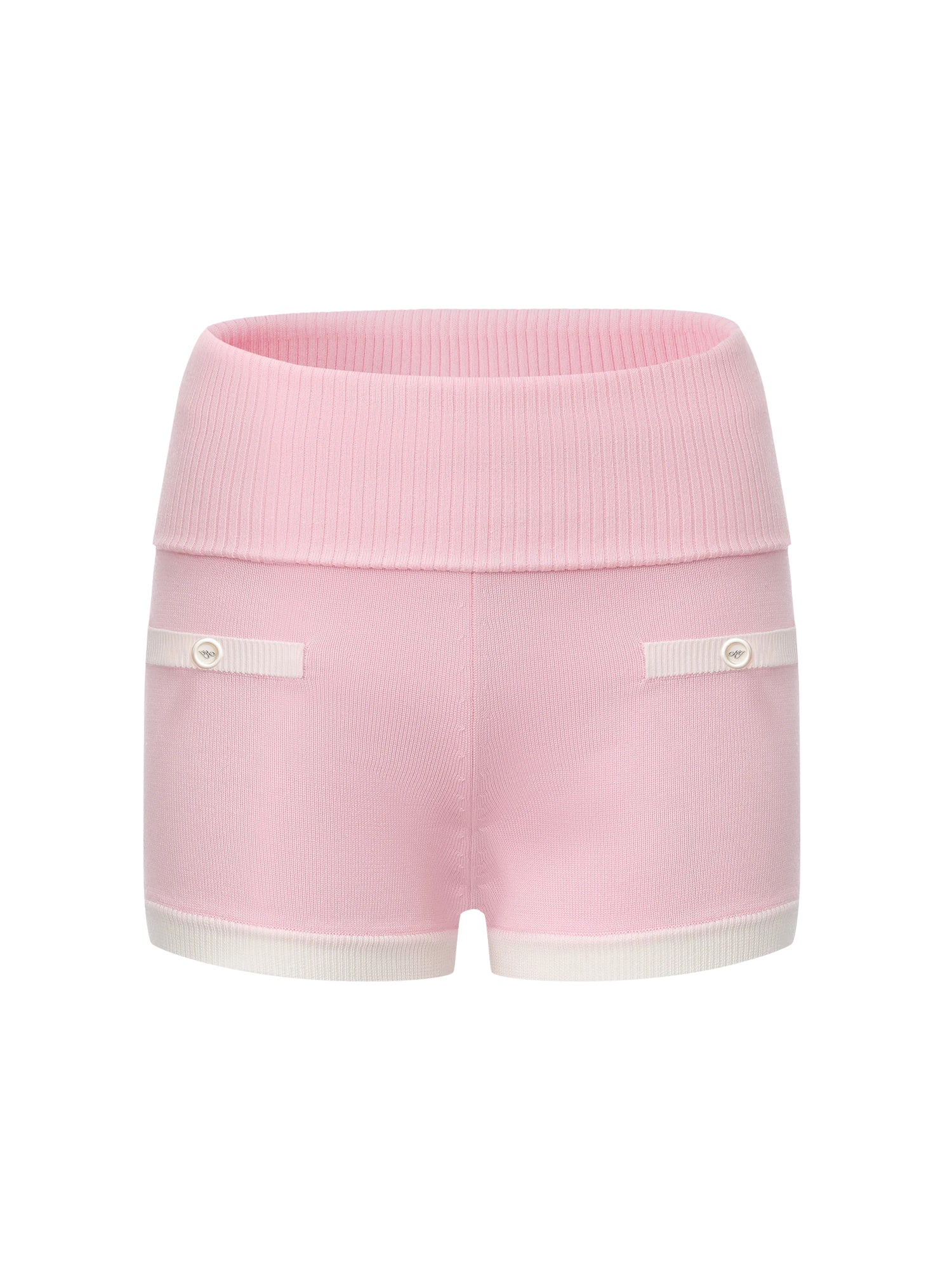 Millie Fold-Over Waistband Pink Knit Shorts - Image 10