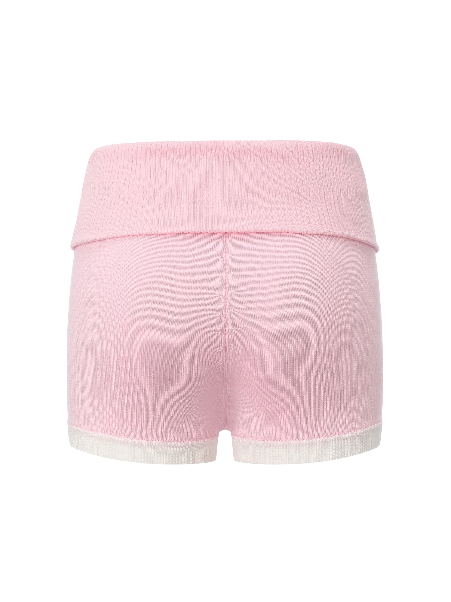 Millie Fold-Over Waistband Pink Knit Shorts - Image 11