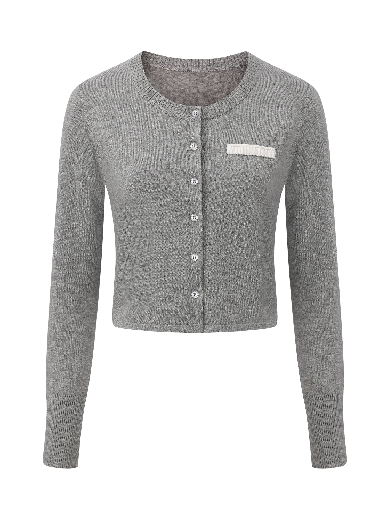 Millie Round-Neck Grey Knit Cardigan - Image 9