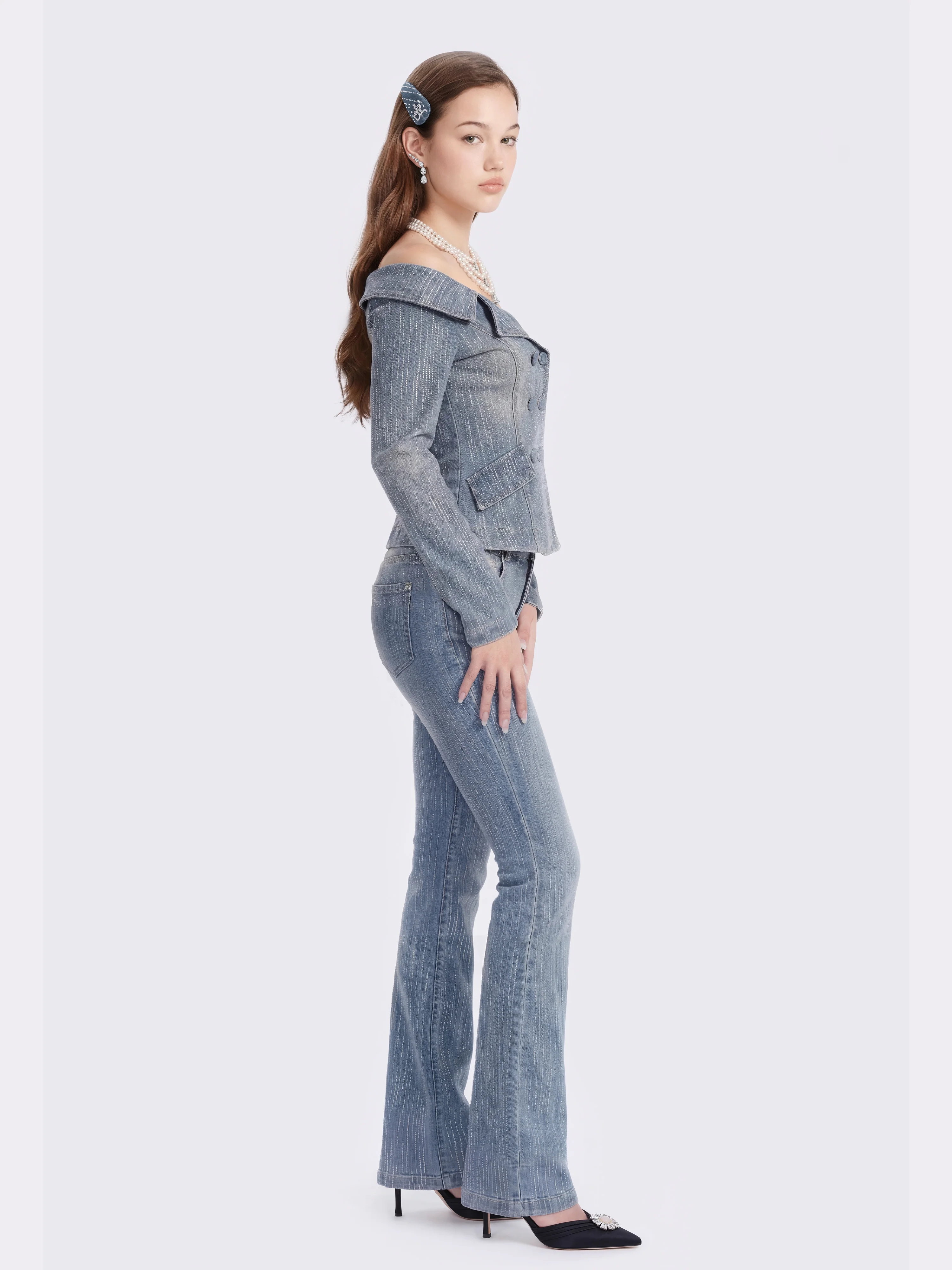 Monique Crystal Blue Denim Top - Image 6