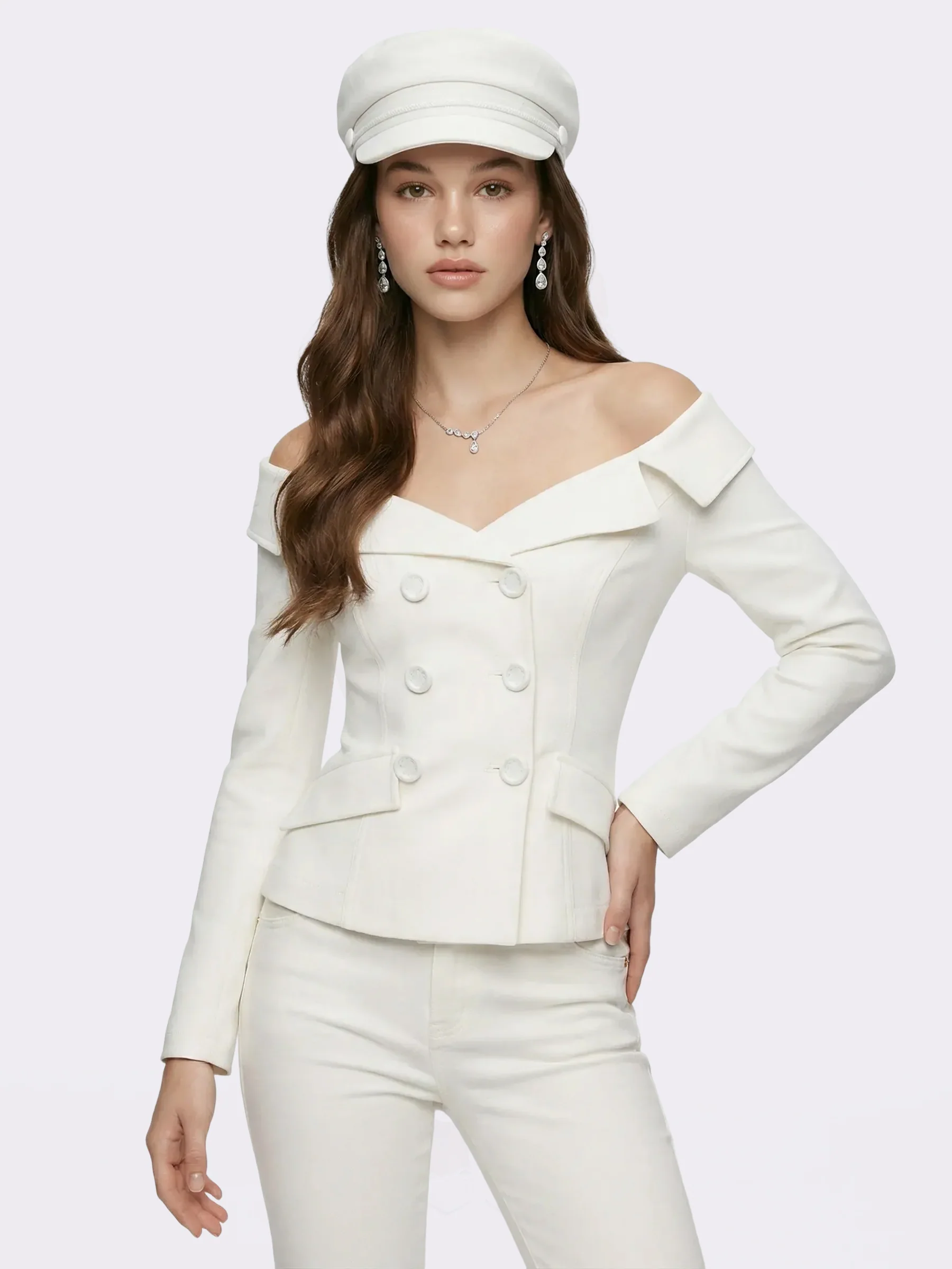 Monique Tailored White Denim Top