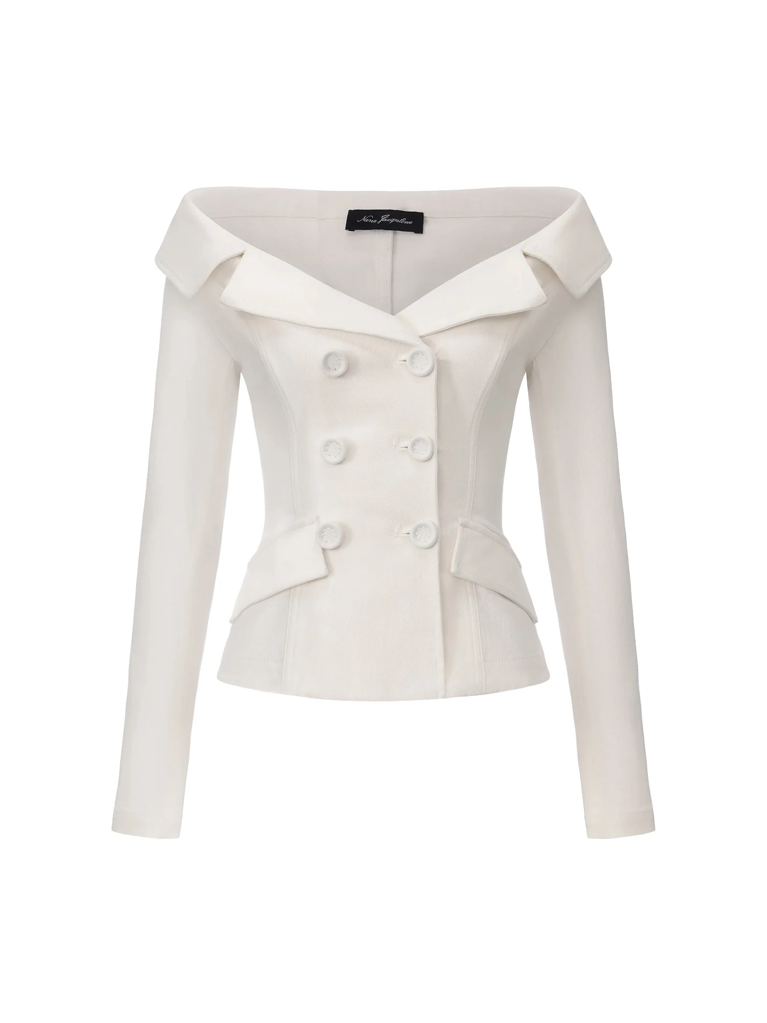 Monique Tailored White Denim Top - Image 10