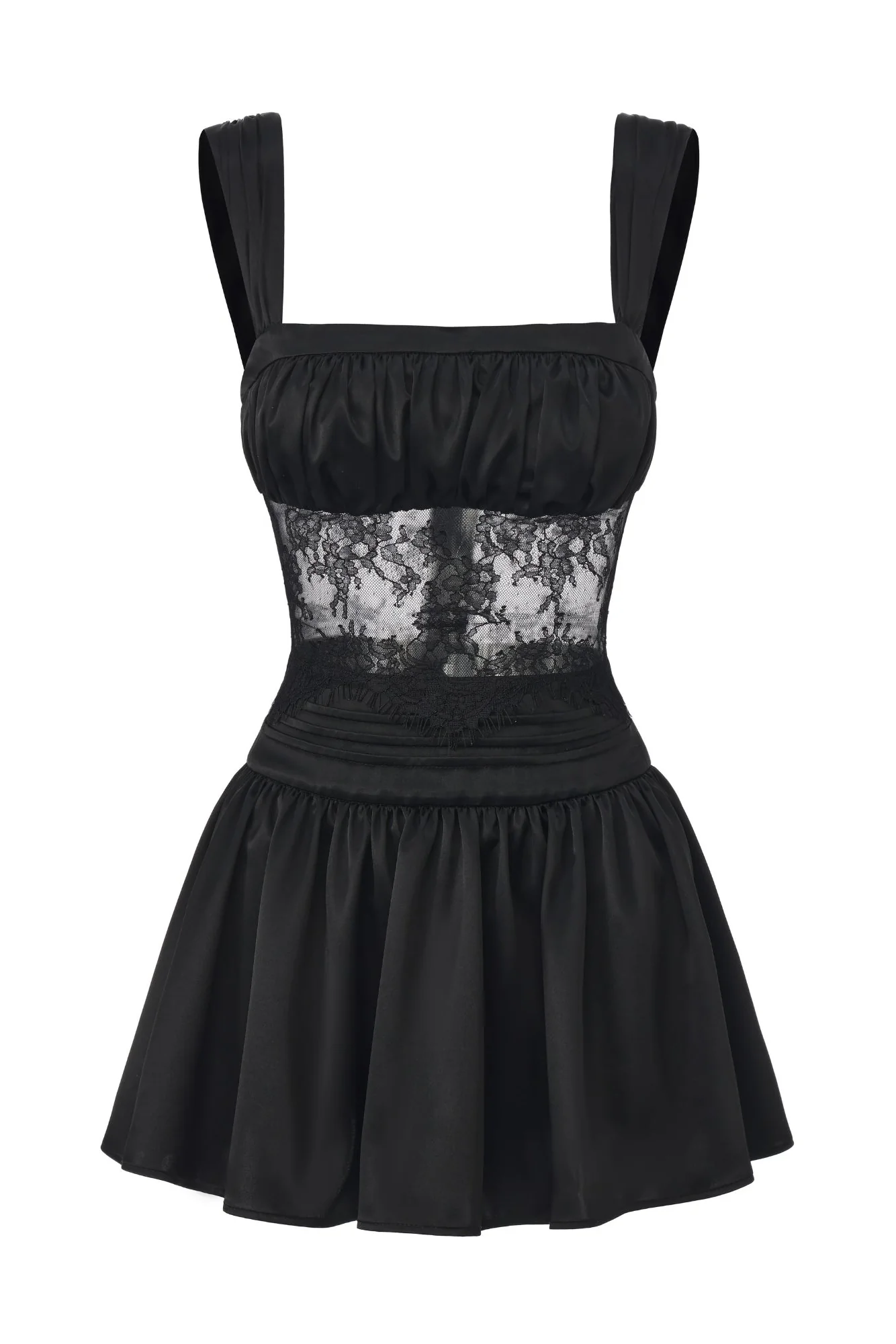 Naomi Lace Satin Mini Dress - Image 10