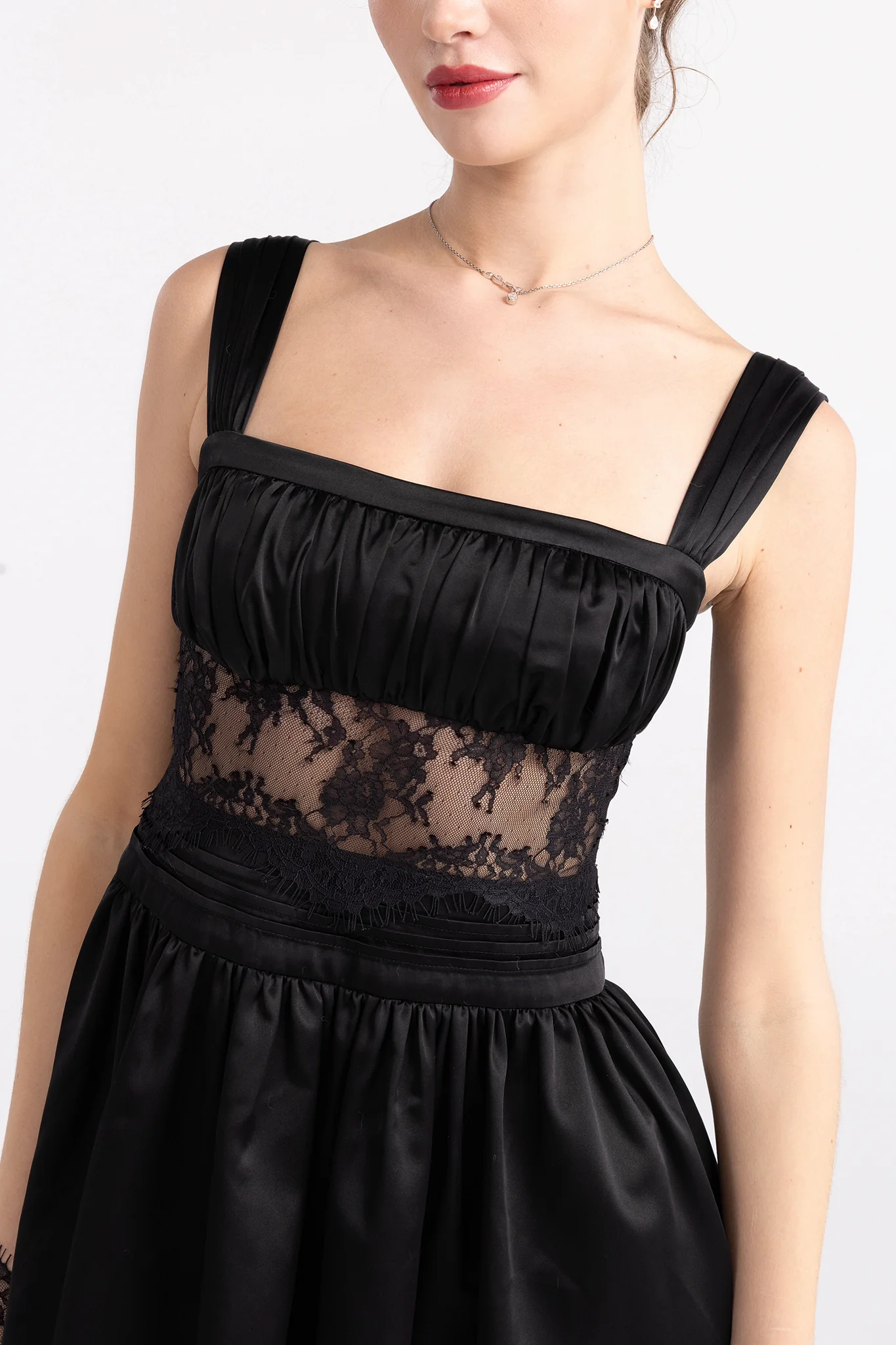 Naomi Lace Satin Mini Dress - Image 6