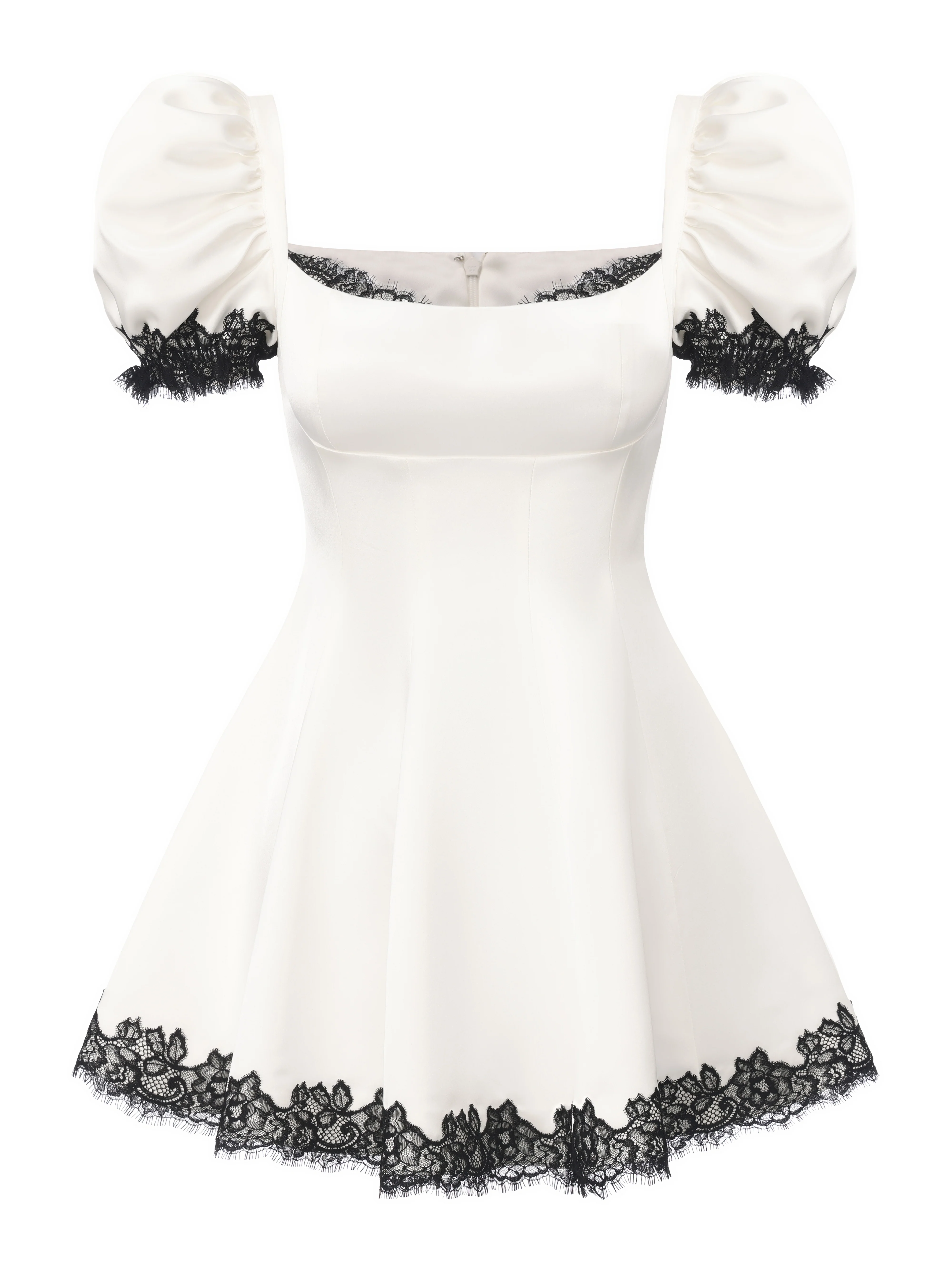 Natalia White Lace Puff Sleeve Mini Dress - Image 10