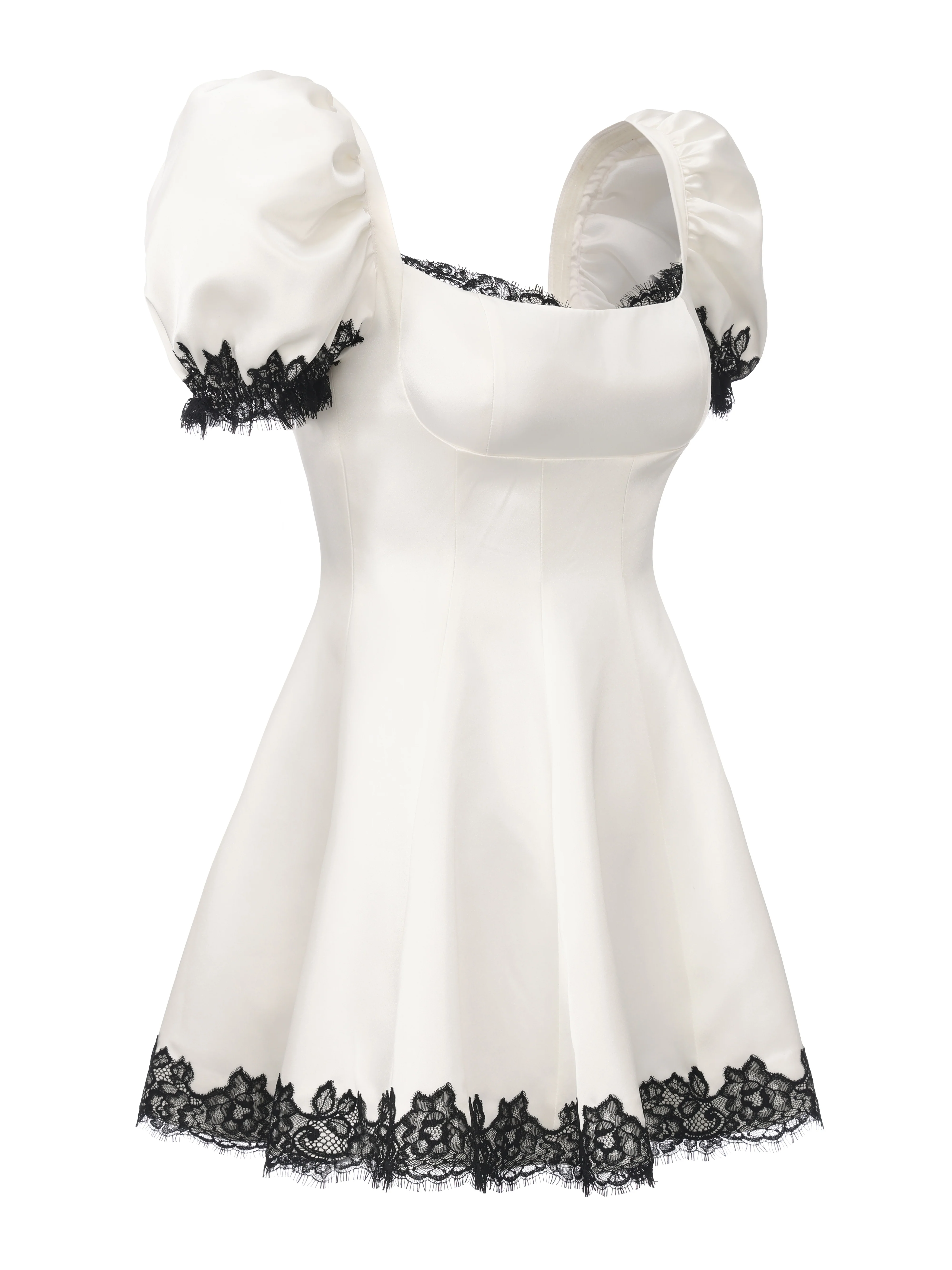 Natalia White Lace Puff Sleeve Mini Dress - Image 11
