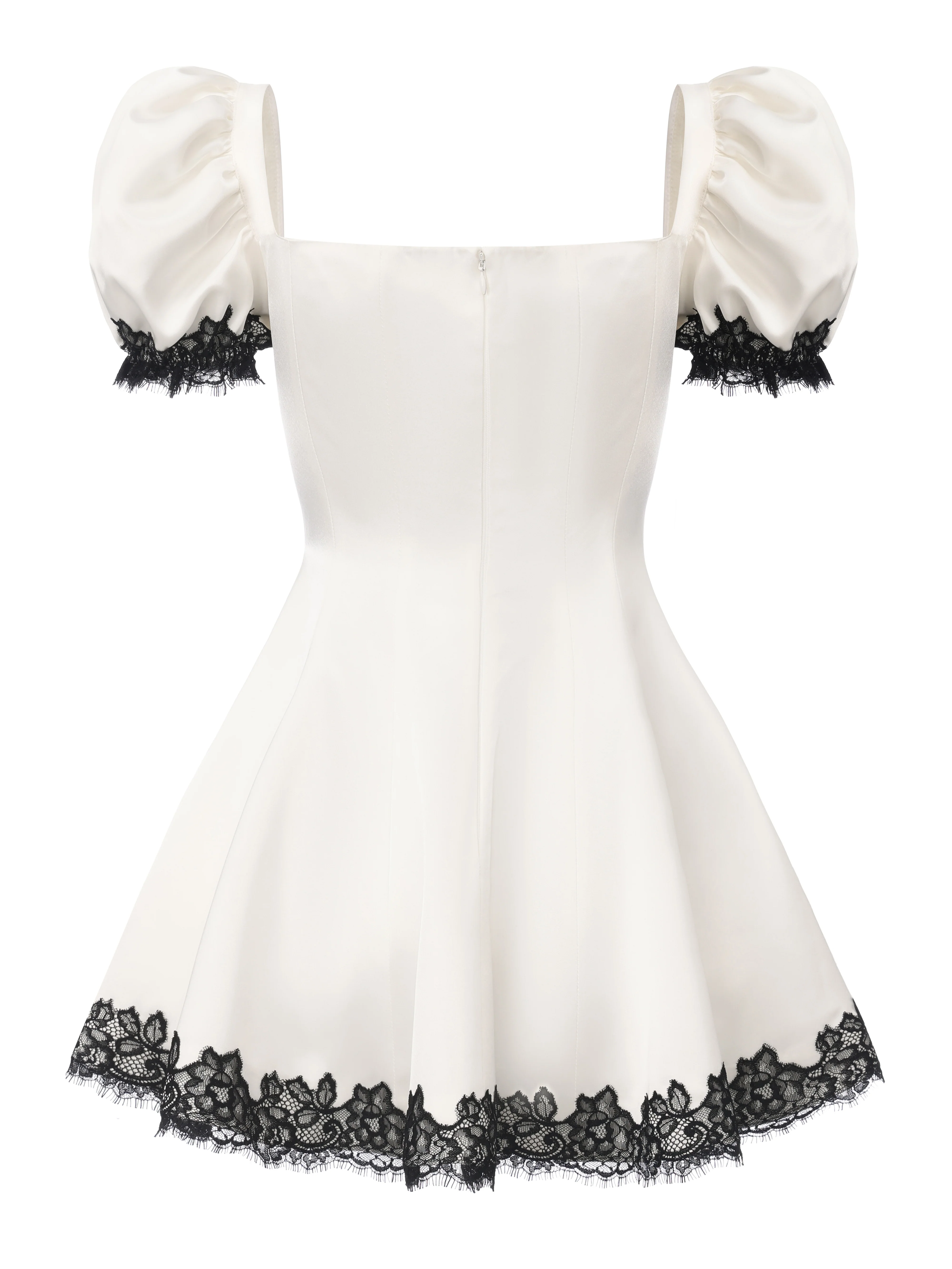 Natalia White Lace Puff Sleeve Mini Dress - Image 12