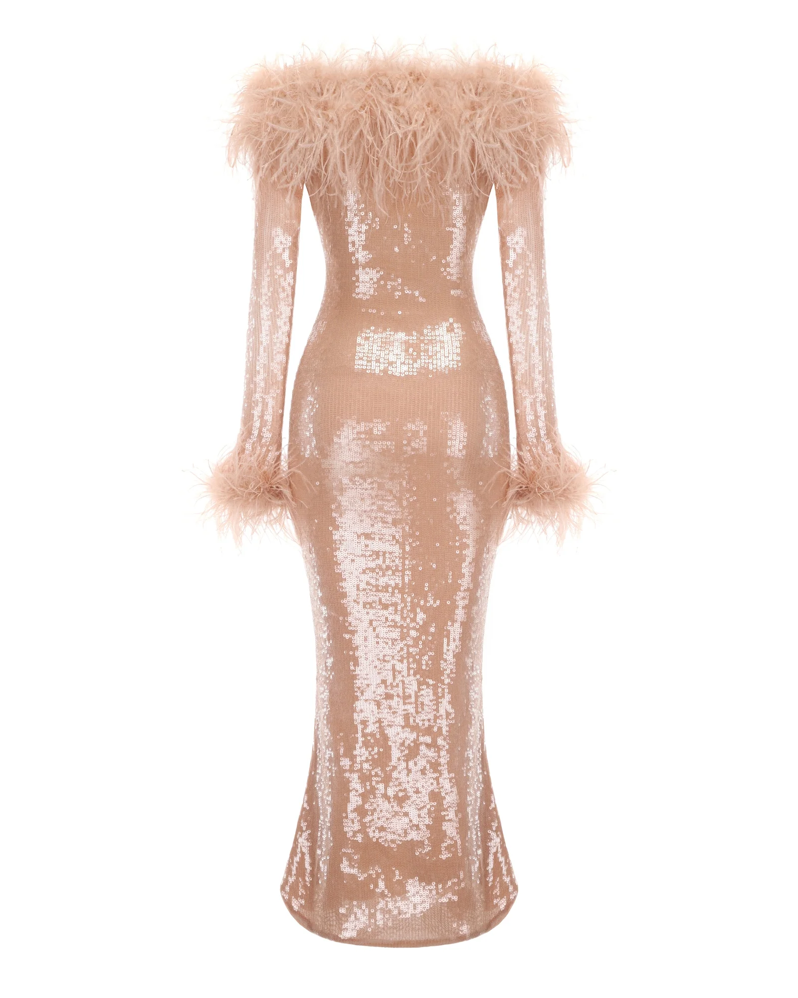 Neva Sequin Maxi Dress (Nude) - Image 5