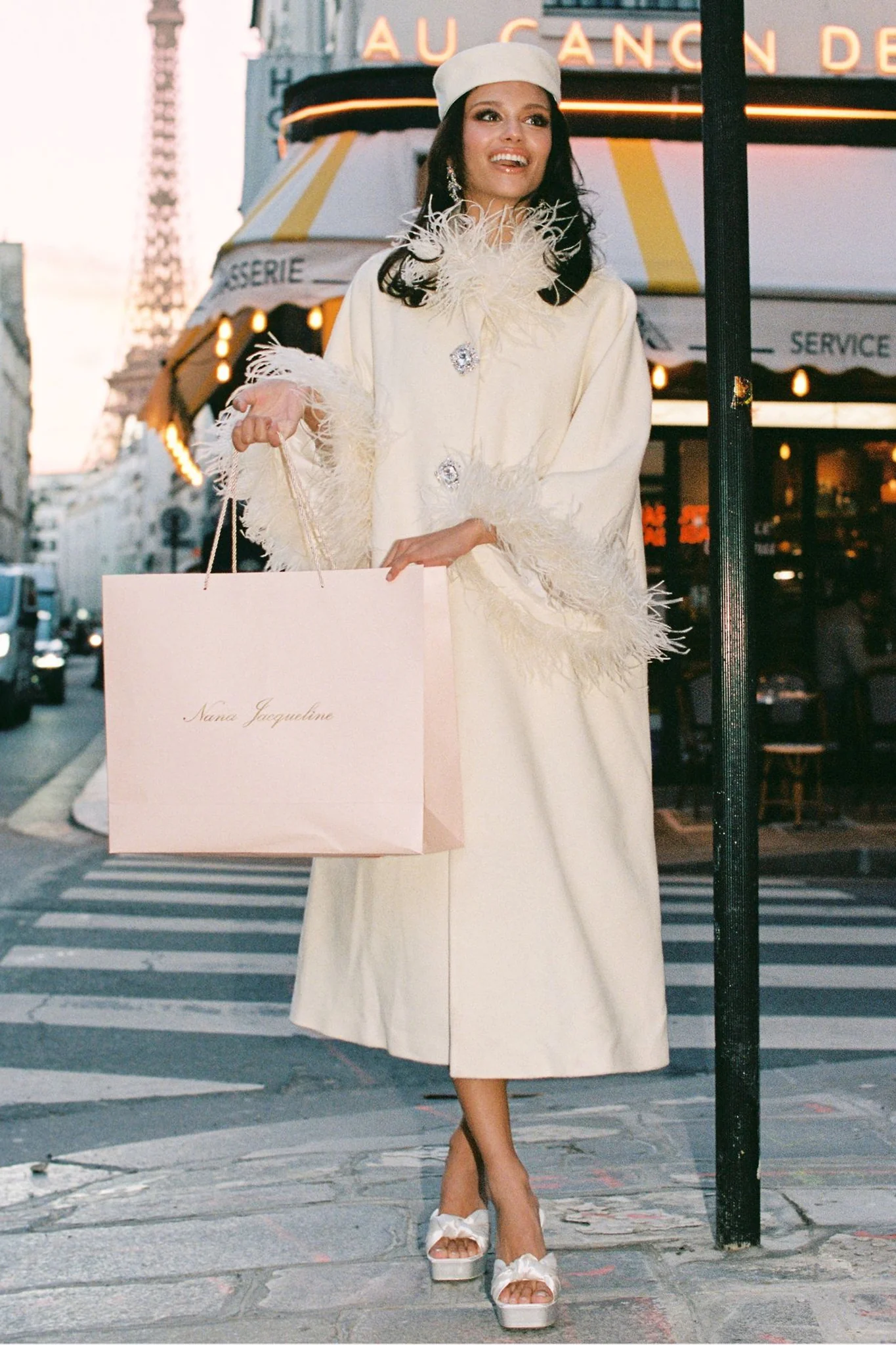 Nina Feather Coat (White) (Final Sale) - Image 4