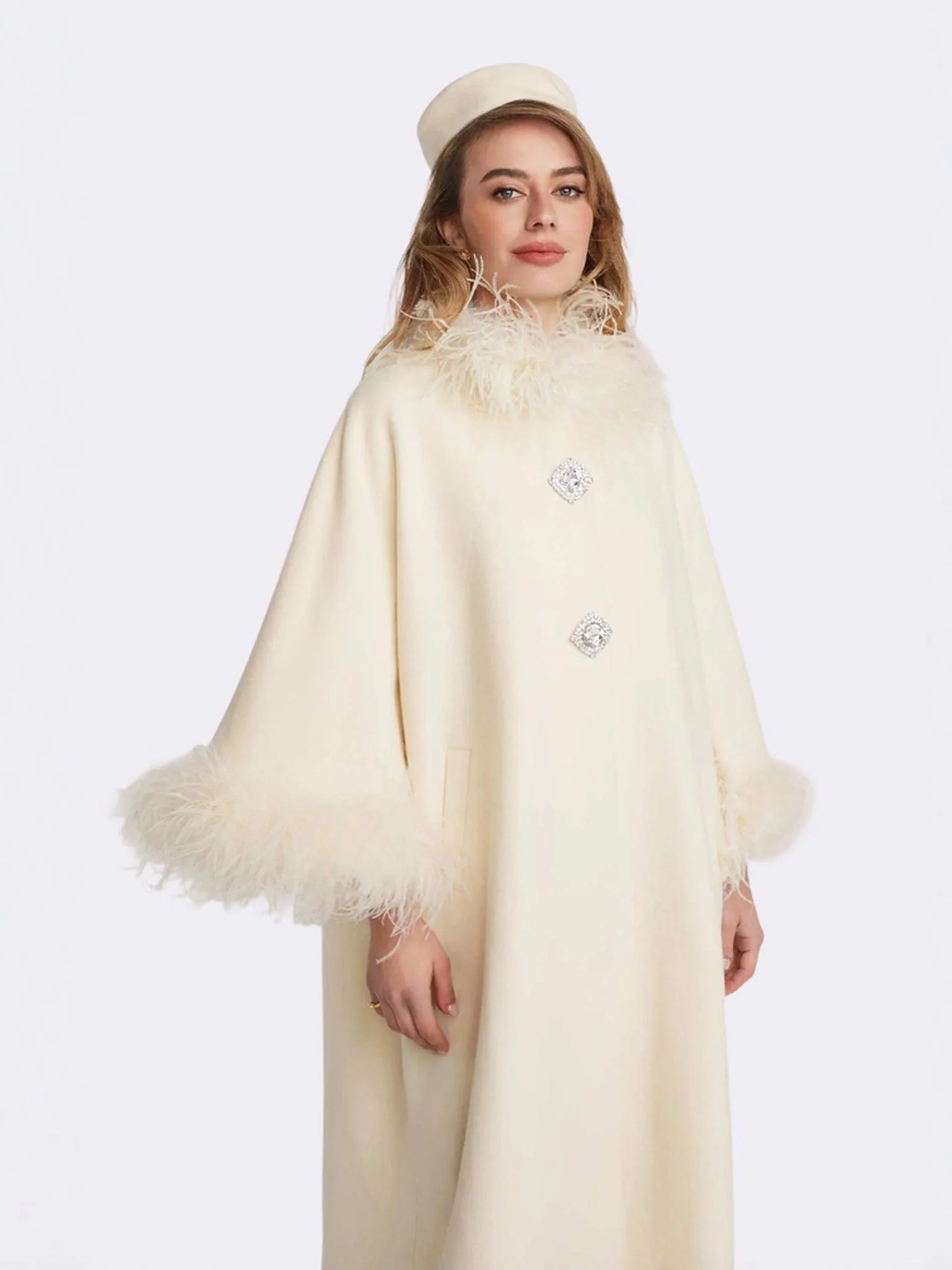 Nina Feather Coat (White) (Final Sale) - Image 7