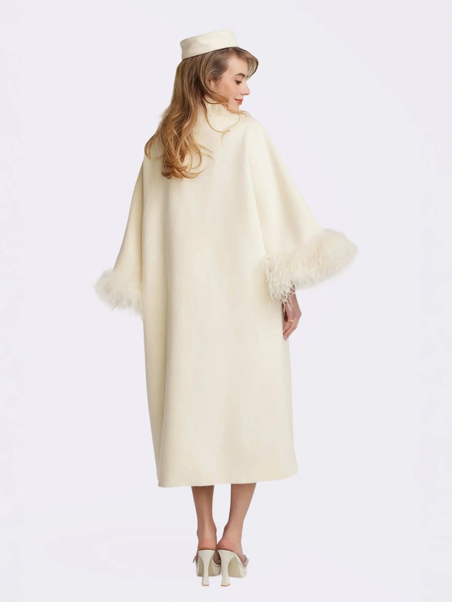 Nina Feather Coat (White) (Final Sale) - Image 9