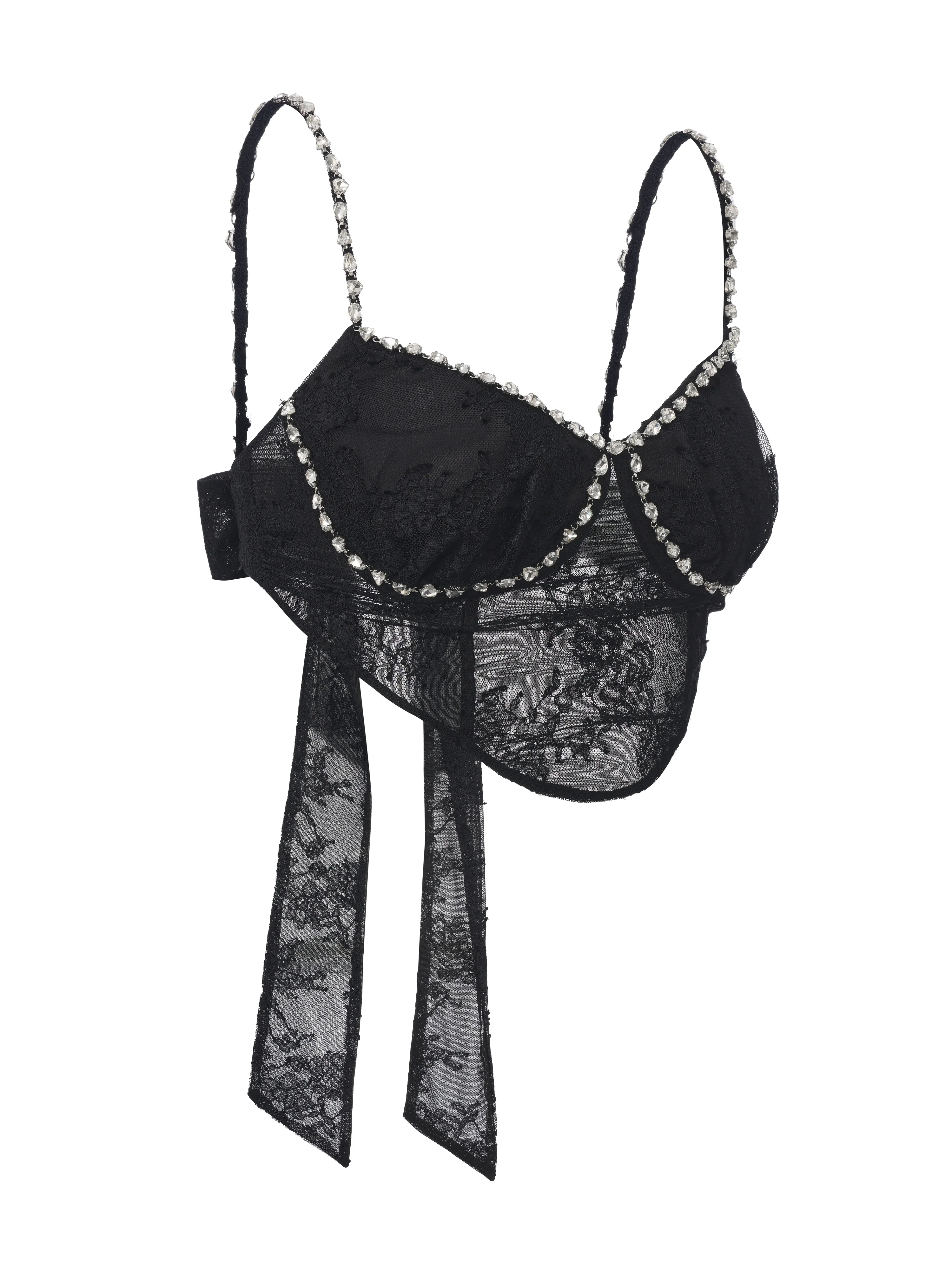 Noemi Lace Bow Black Top - Image 8