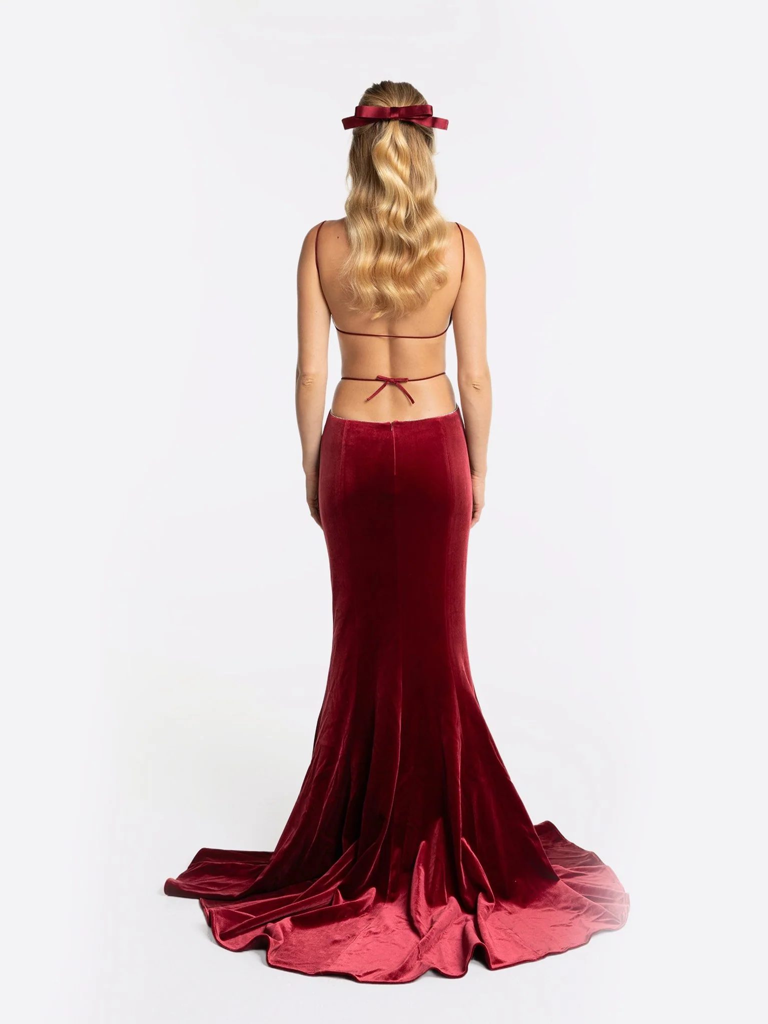 Pauline Velvet Dress (Red) - Image 7