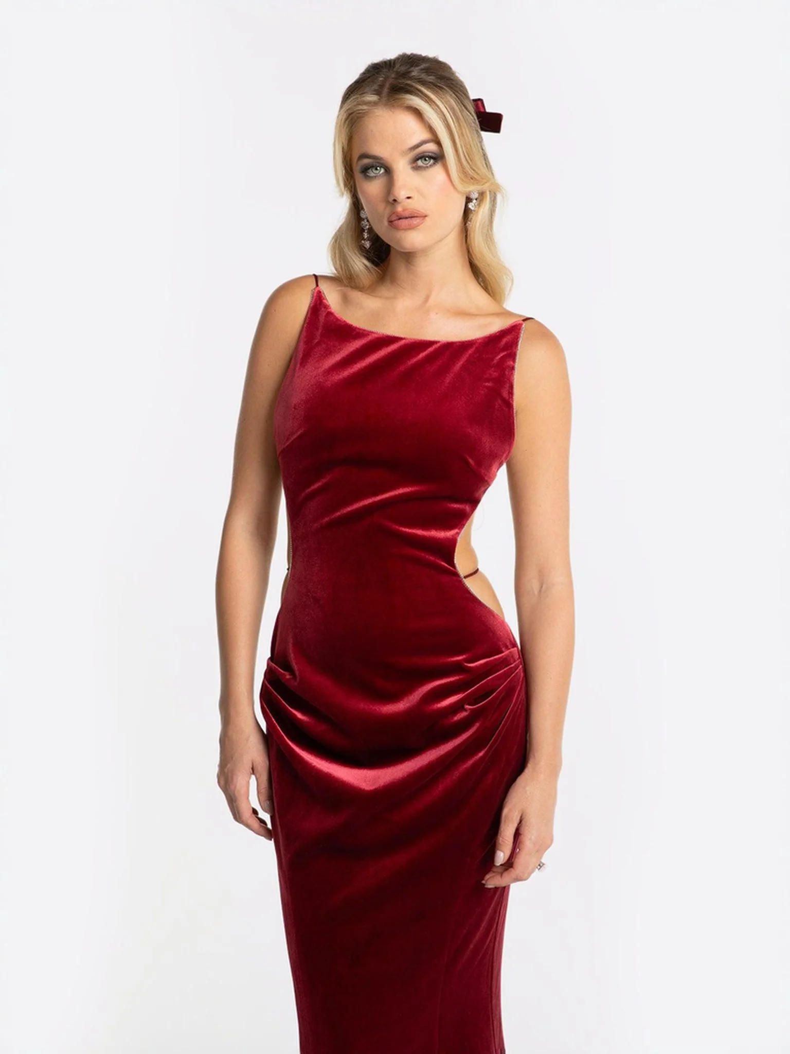 Pauline Velvet Dress (Red) - Image 8