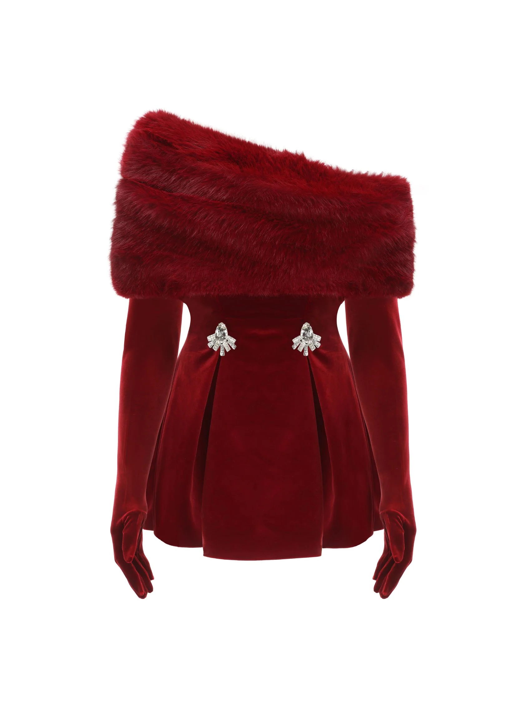 Simone Velvet Dress (Red) - Image 9