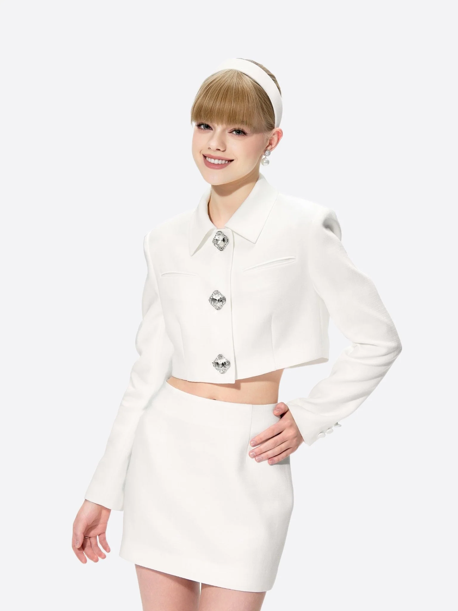 Tatiana Crop Blazer (White)