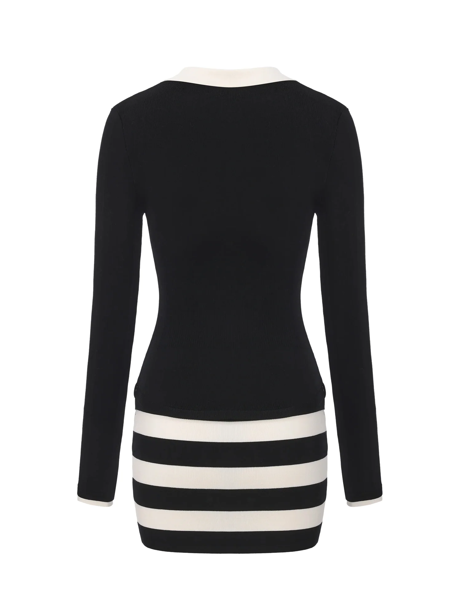 Tessa Striped Black Knit Dress - Image 11