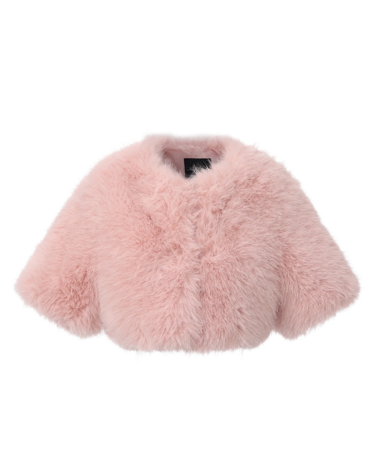 Thalia Cropped Faux Fur Jacket (Pink)