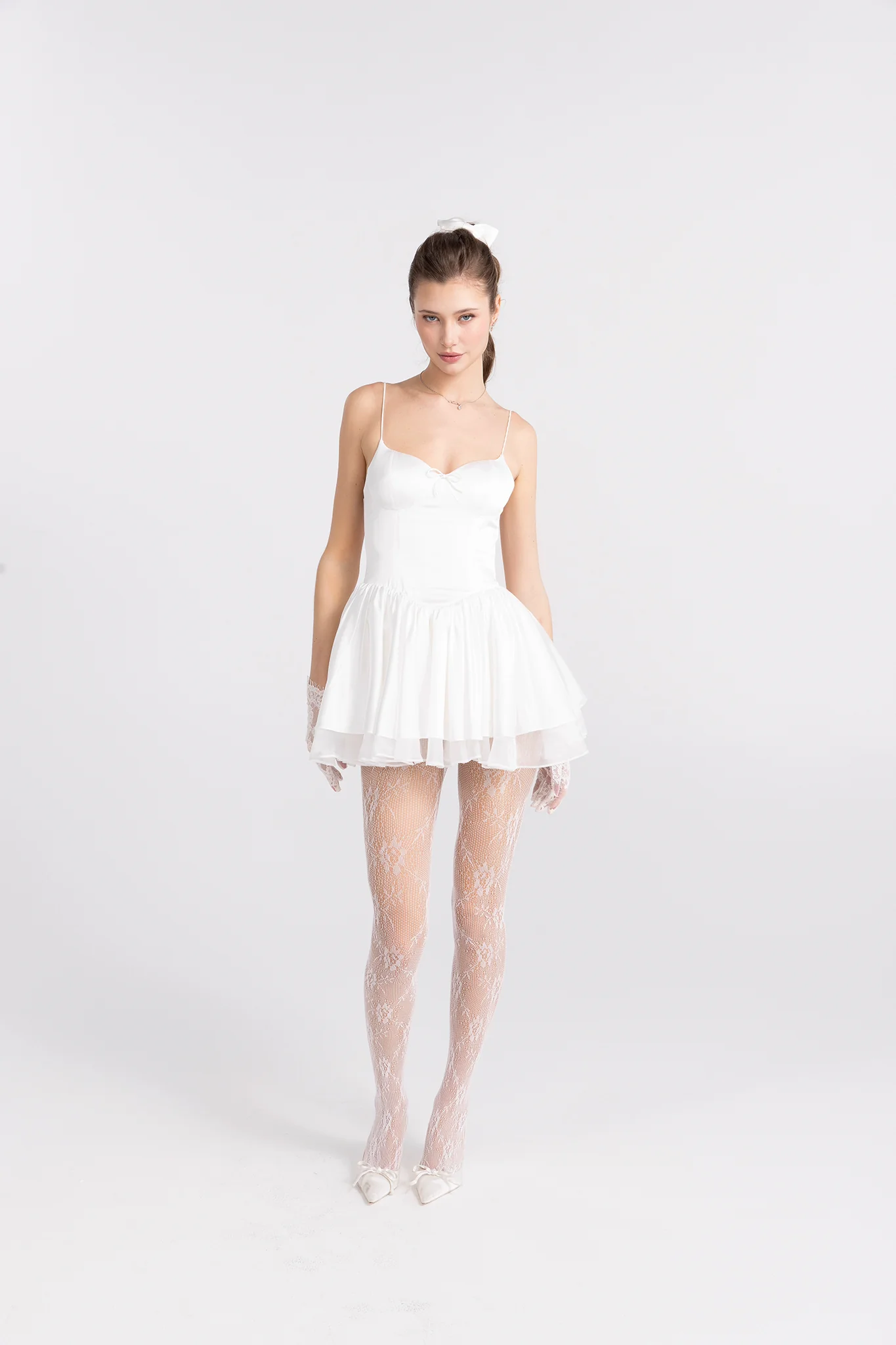Veronica Backless Mini Dress (White) - Image 2