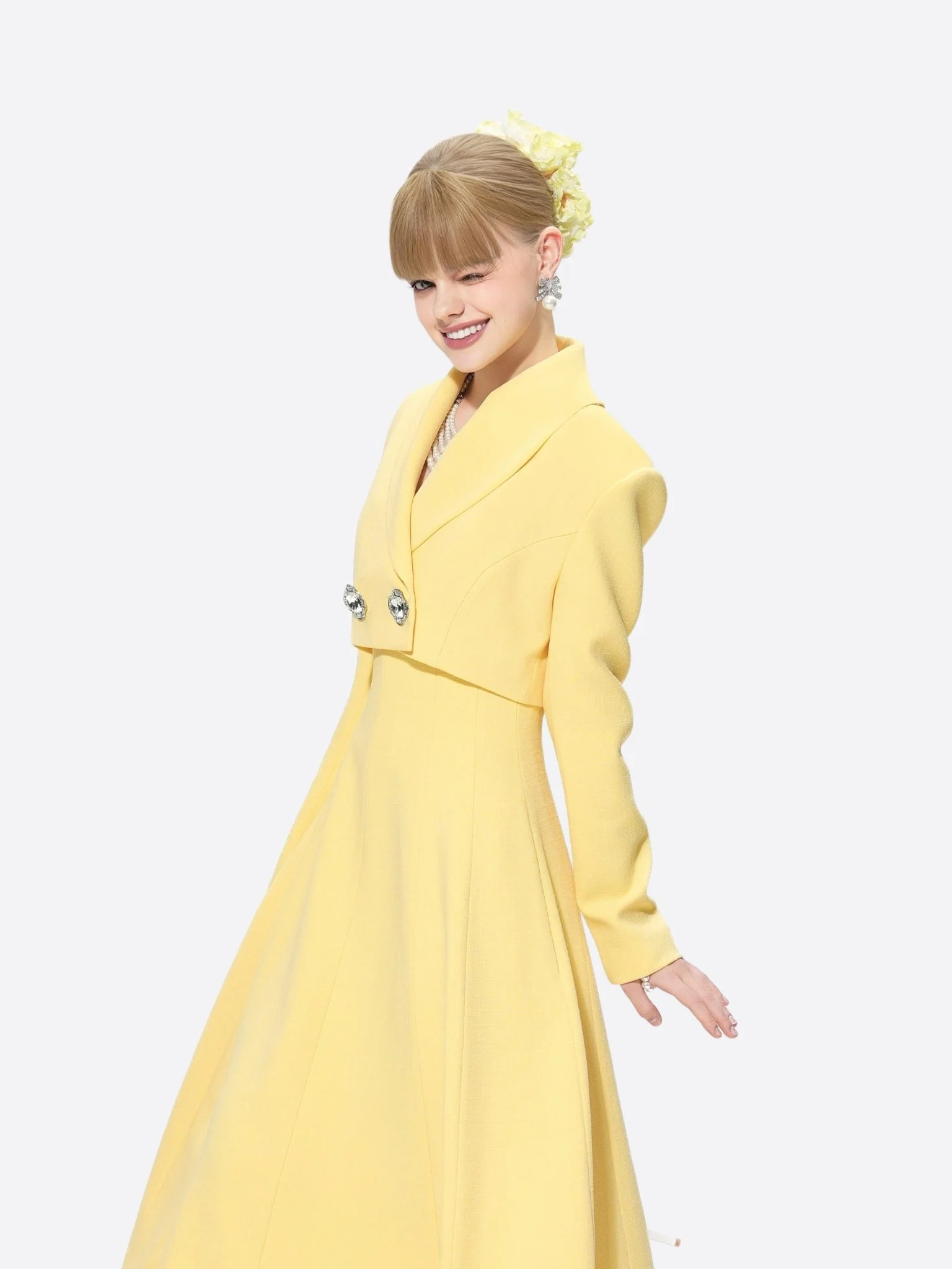 Veronica Crop Blazer (Yellow) - Image 2