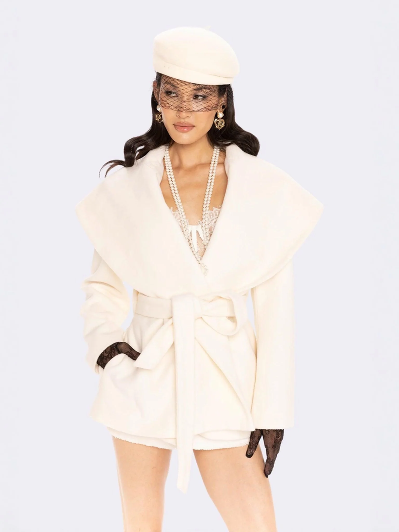 Victoria Bow Coat (White) - Image 4