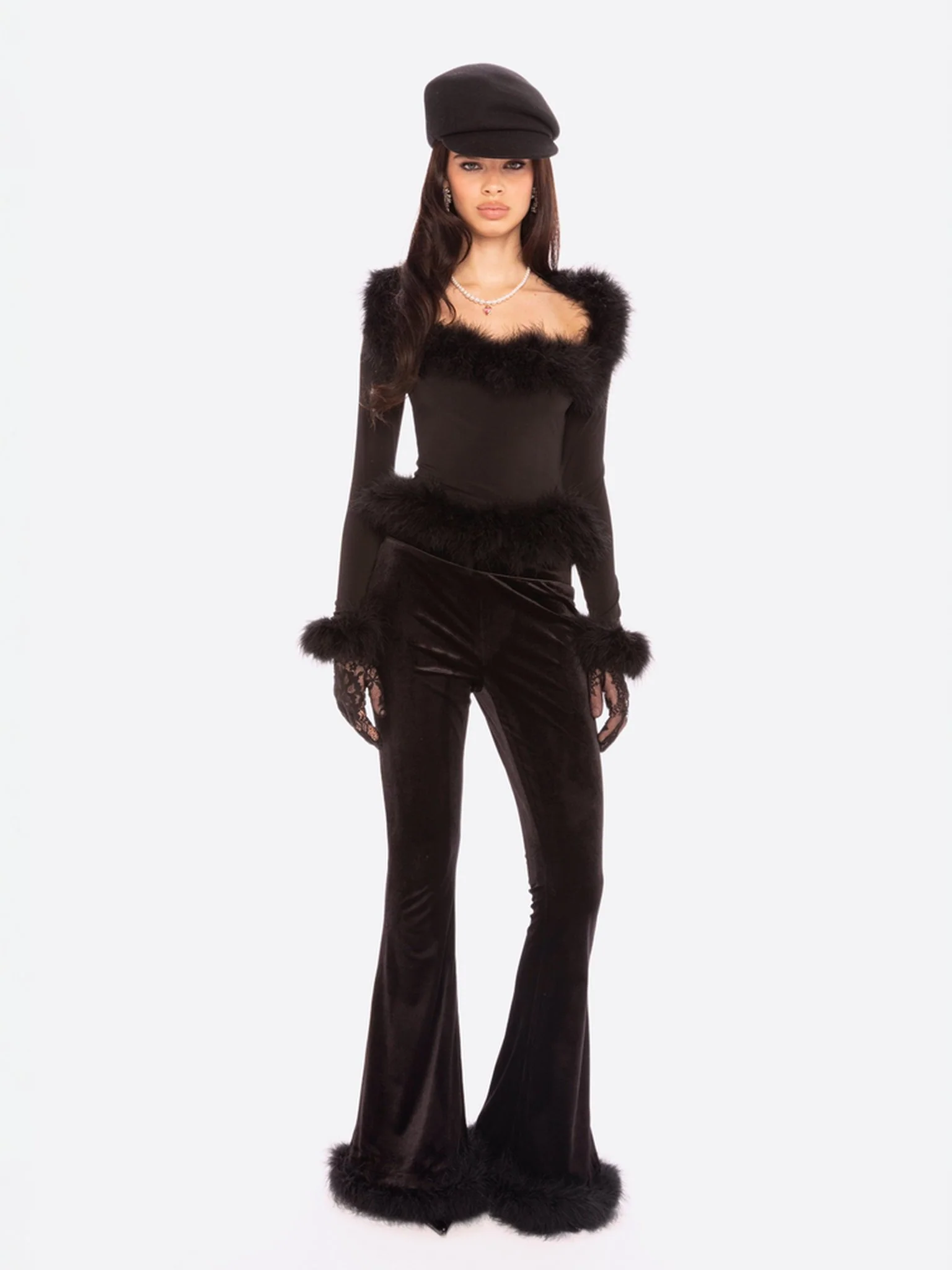 Viola Feather Top (Black) - Image 2