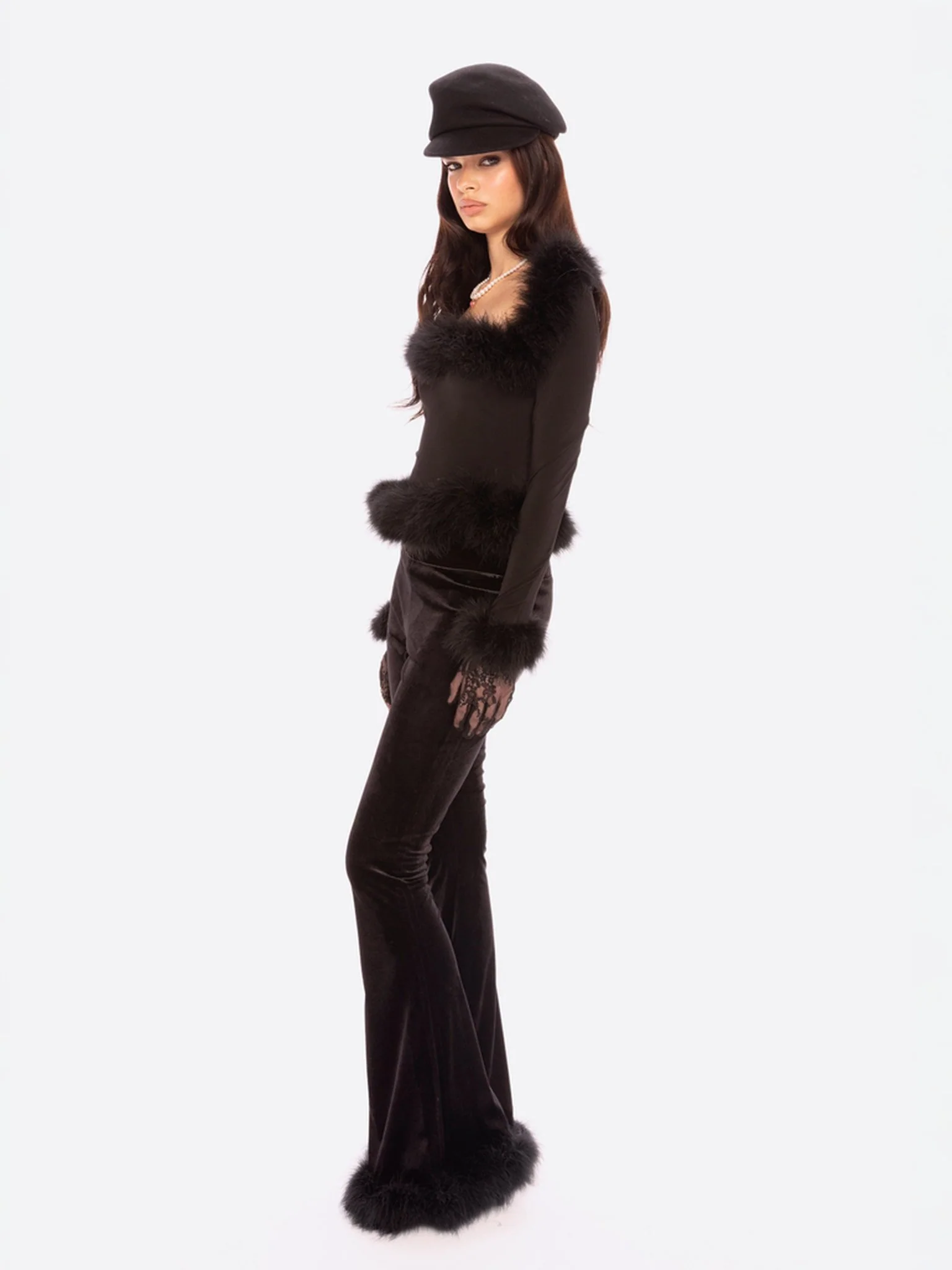 Viola Feather Top (Black) - Image 3