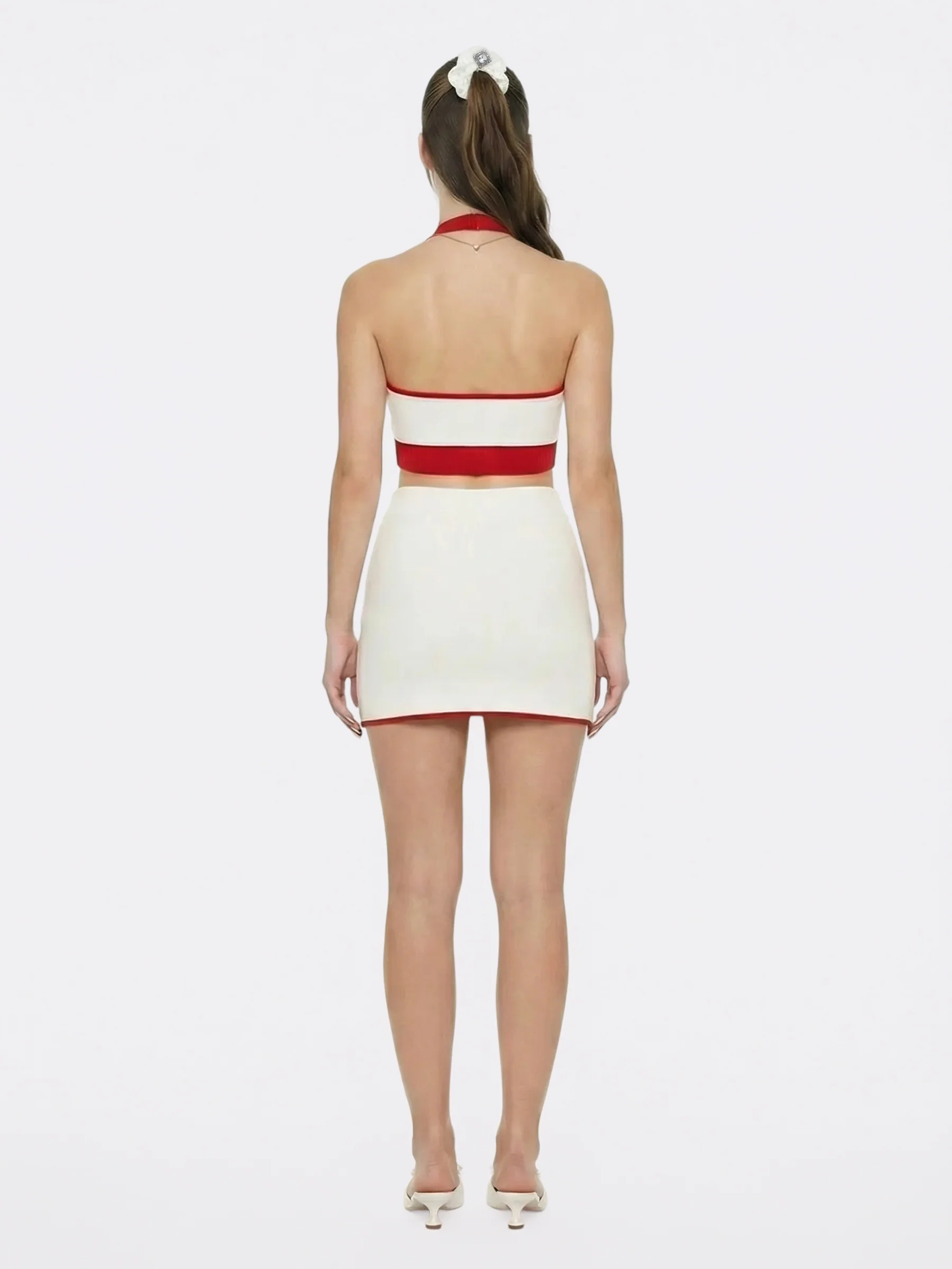 Wilhelmina Contrast A-Line White Skirt - Image 7