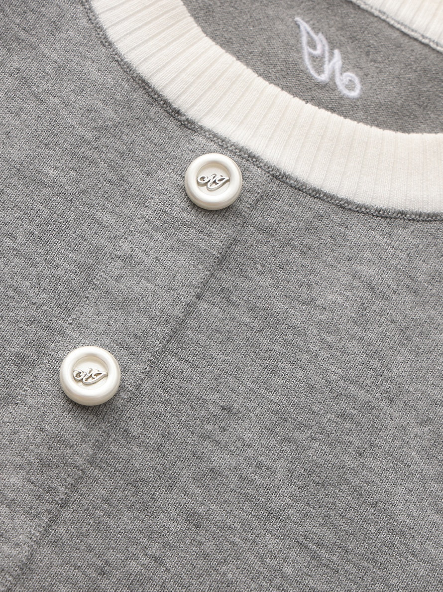 Wilhelmina Contrast-Trim Knit Grey Mini Dress - Image 4