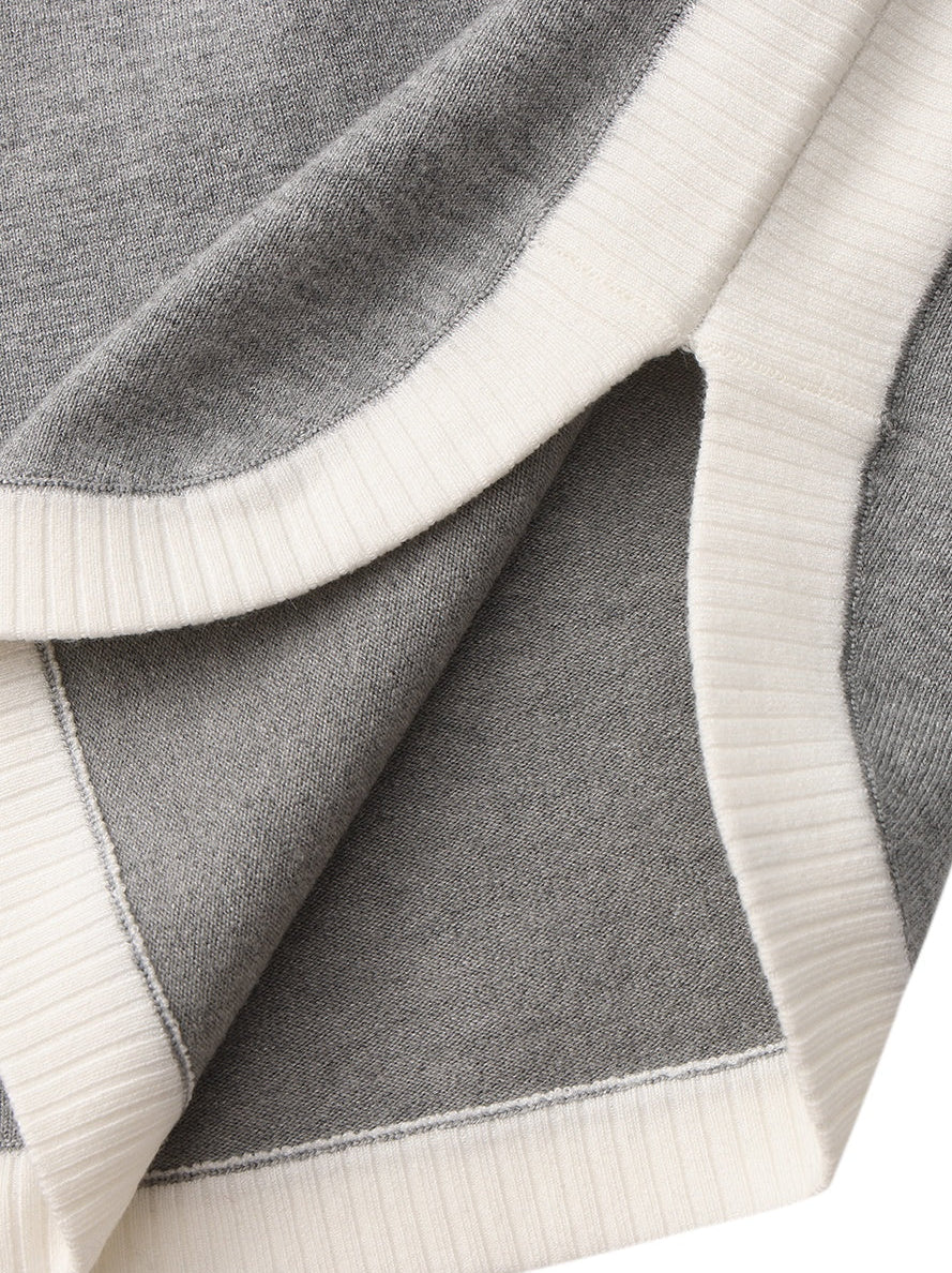 Wilhelmina Contrast-Trim Knit Grey Mini Dress - Image 6