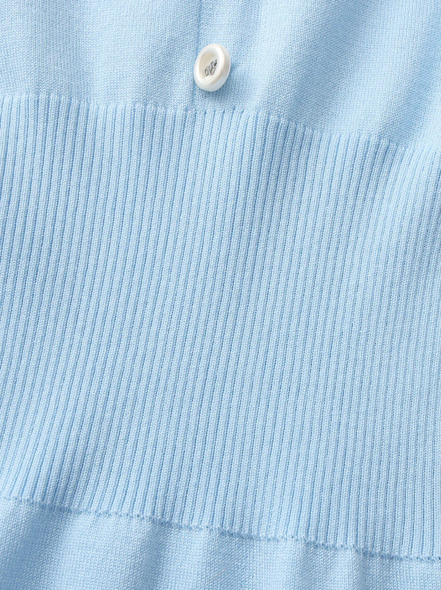 Wilhelmina Contrast-Trim Knit Light Blue Mini Dress - Image 8