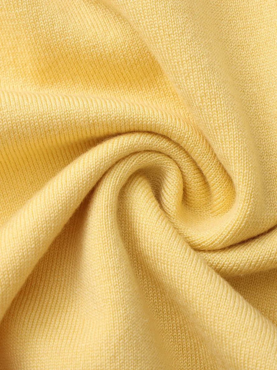 Wilhelmina Contrast-Trim Knit Yellow Mini Dress - Image 9