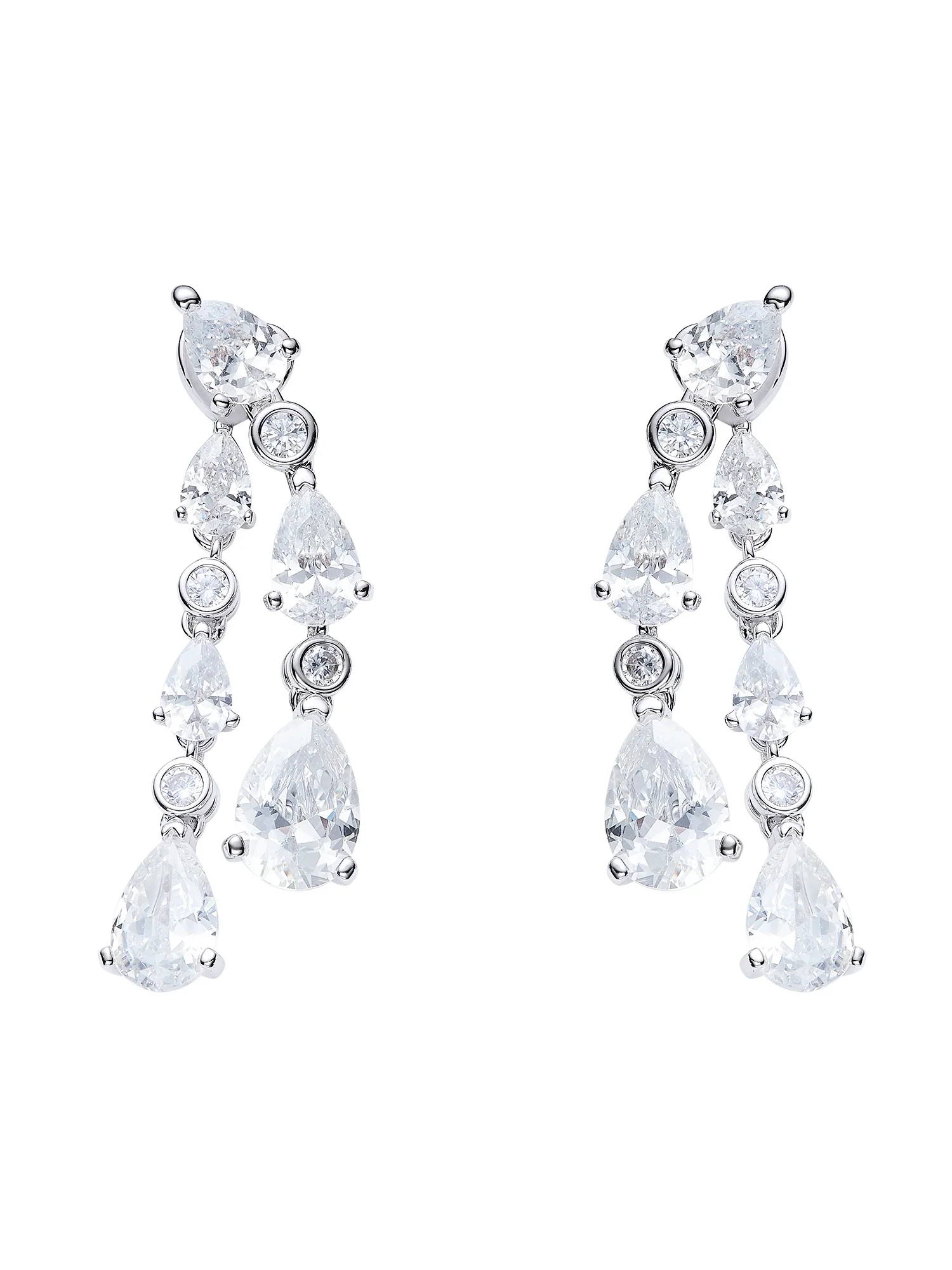 Yvette Cascading Pear Cut Crystal Earrings
